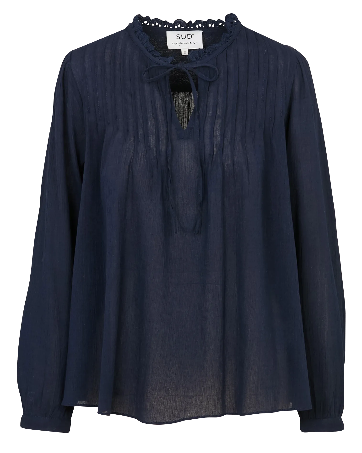 Blouse col tunisien Bleu TONNY