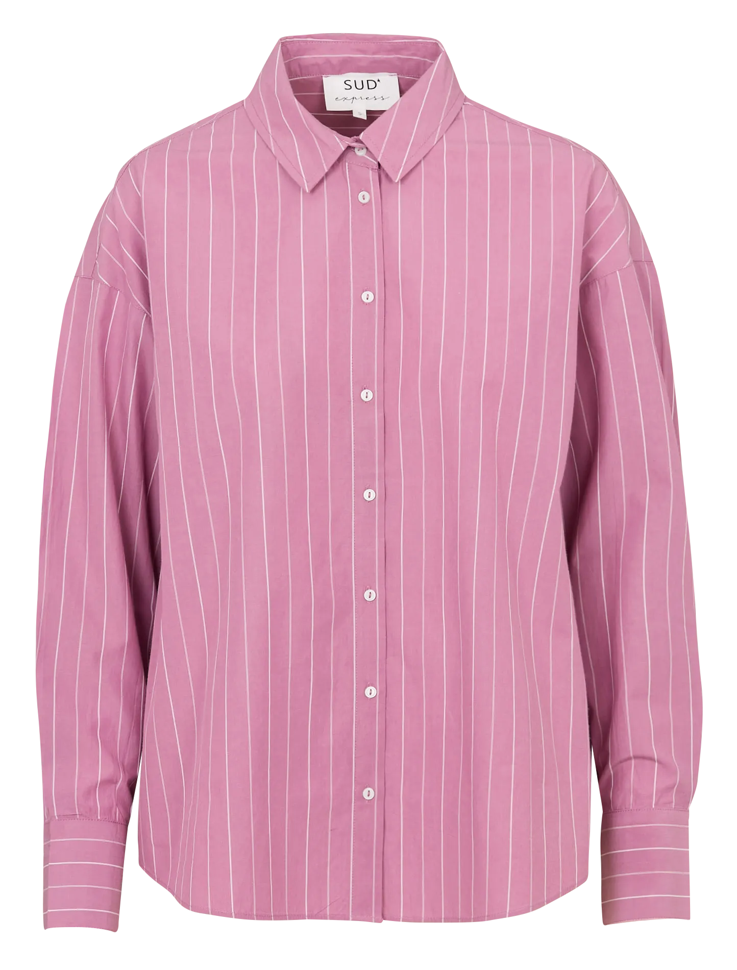 Chemise oversize col classique rayée en coton Violet CHARBI