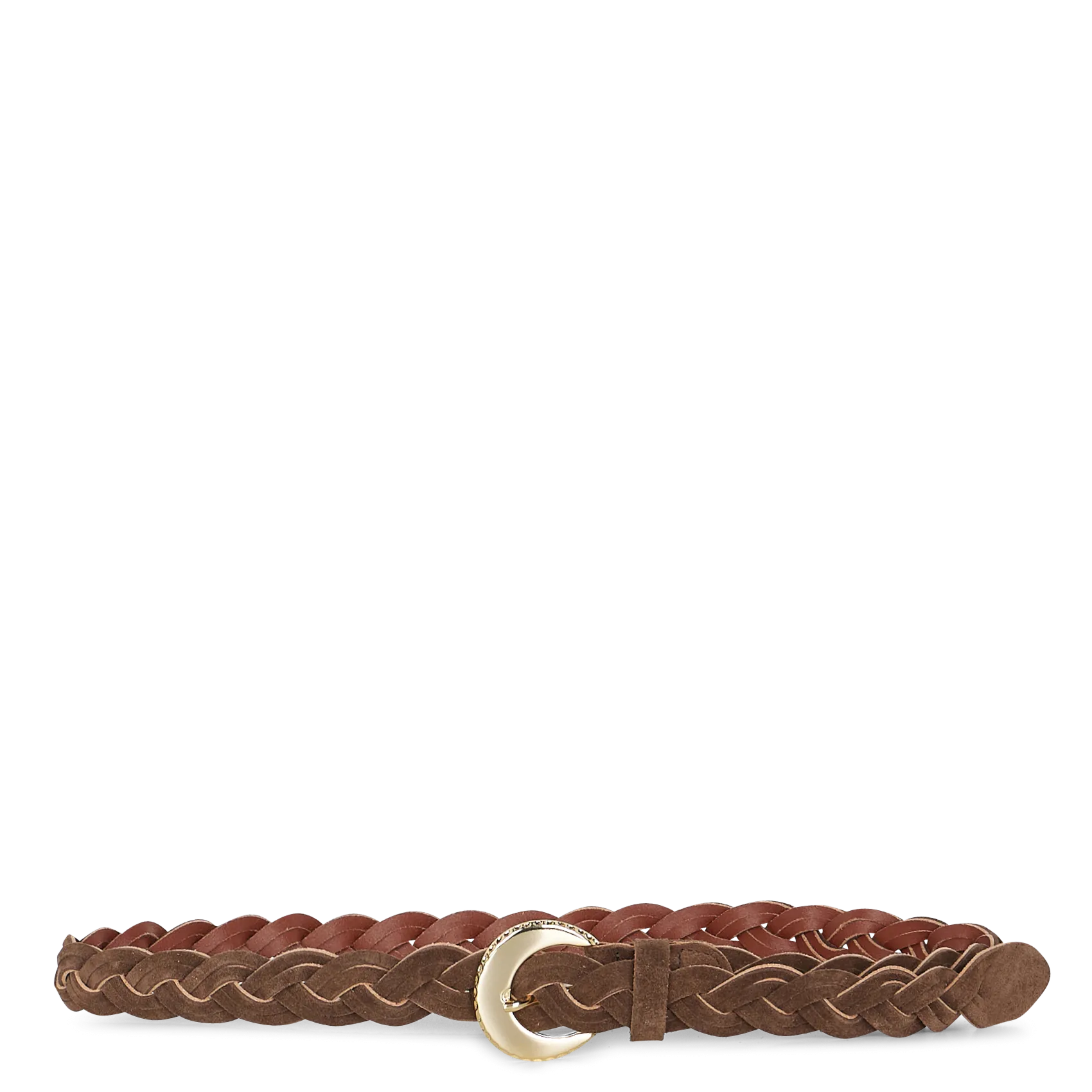 Ceinture tressée en cuir velours Marron NEFLE