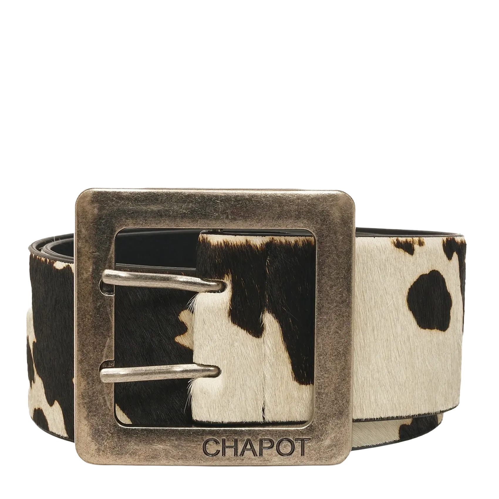 Ceinture vache à boucle carrée en cuir Marron BOLD COW
