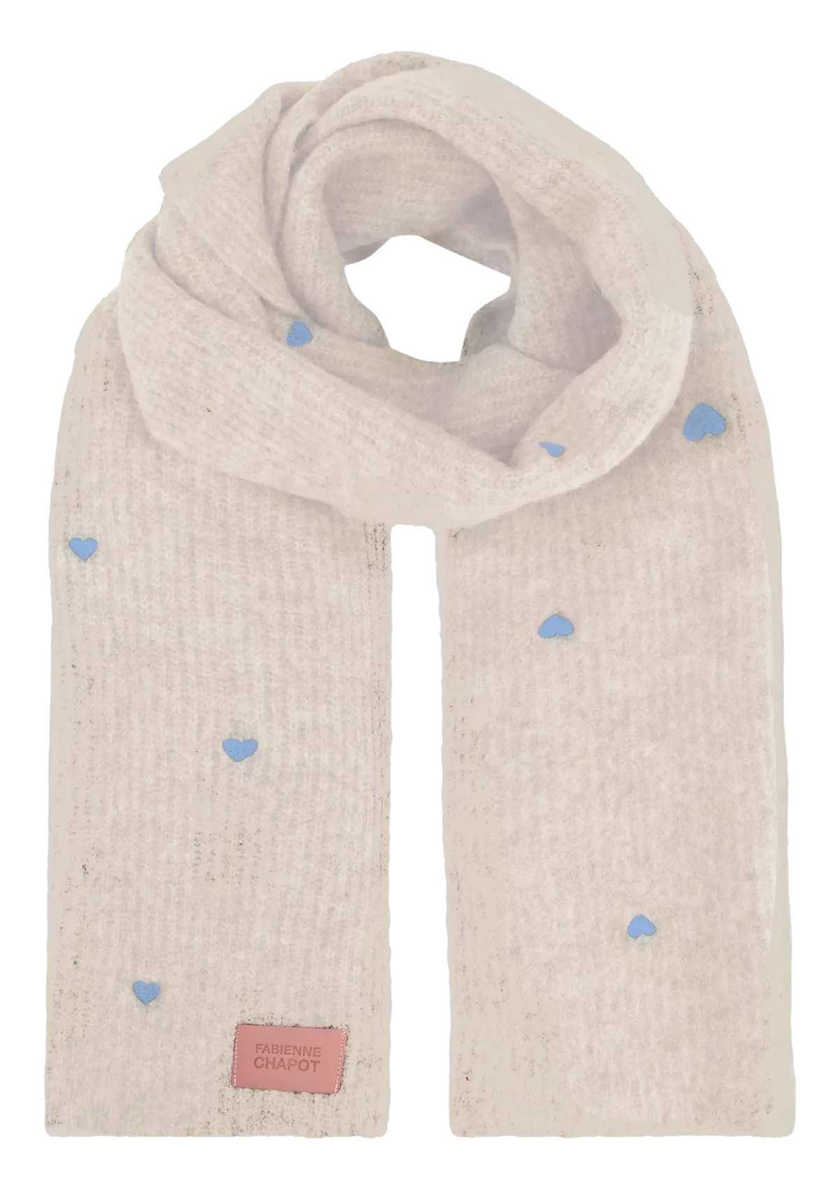 Echarpe motif coeurs en maille Beige LIDIA