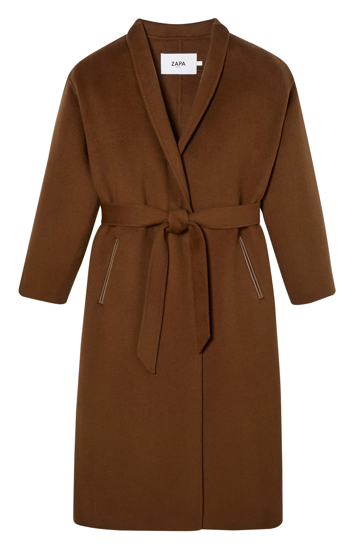 Manteau col à revers en laine mélangée Marron MINESOTAN