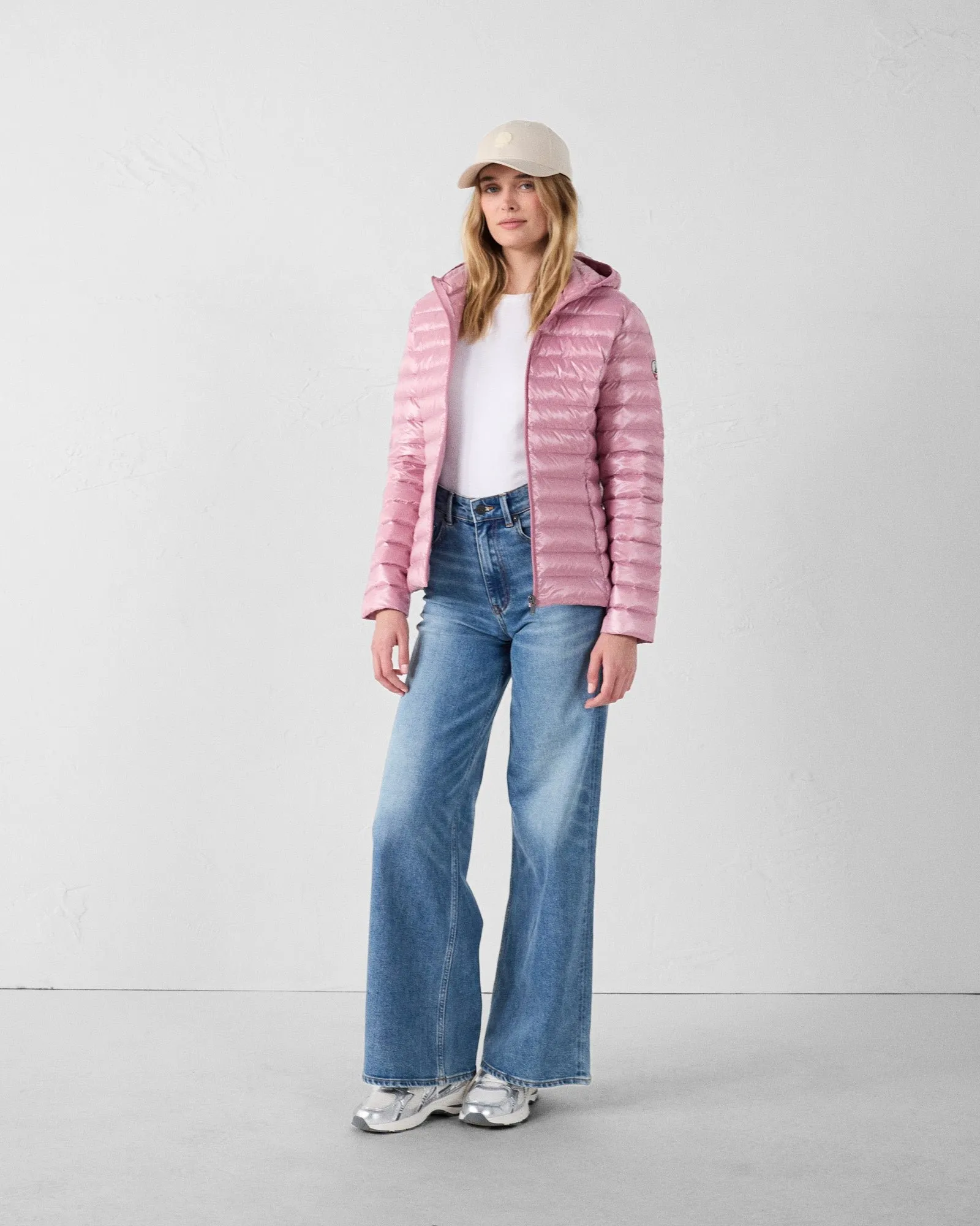 Doudoune légère à capuche brillante cloe shiny Rose
