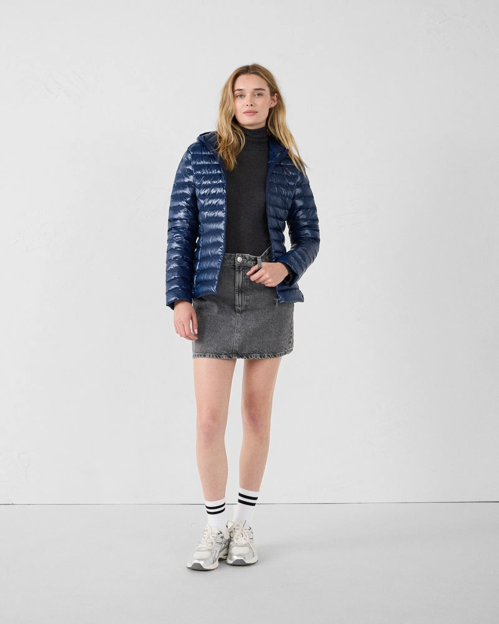 Doudoune légère à capuche brillante cloe shiny Bleu