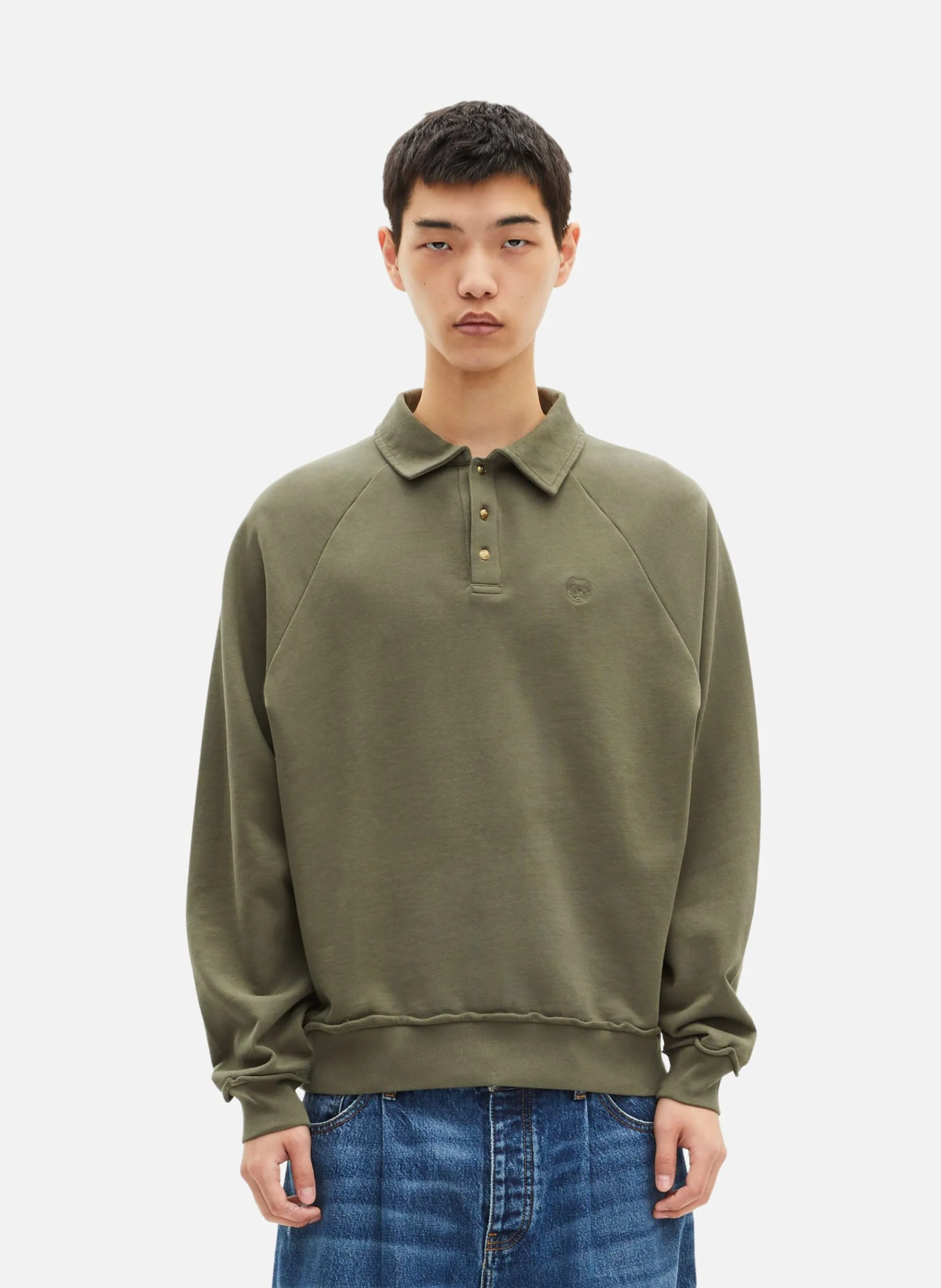 Sweatshirt col polo Vert