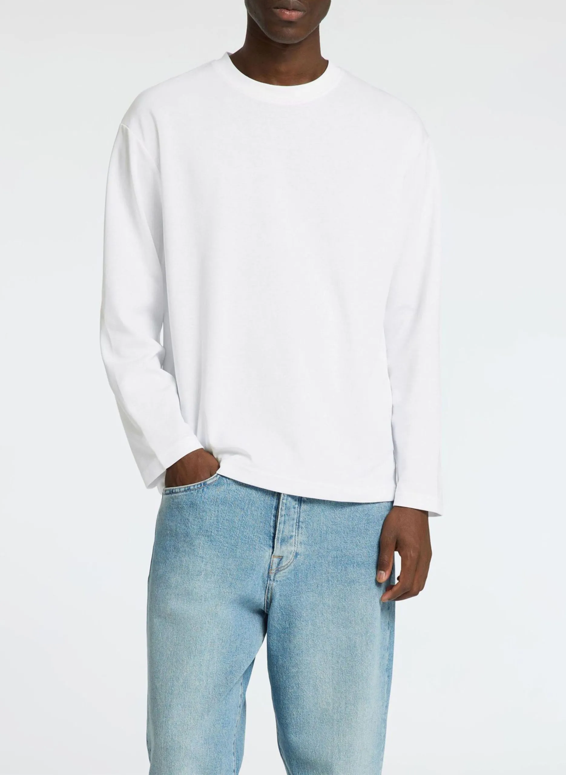 Tee-shirt col rond en coton bio mélangé Blanc OSCAR