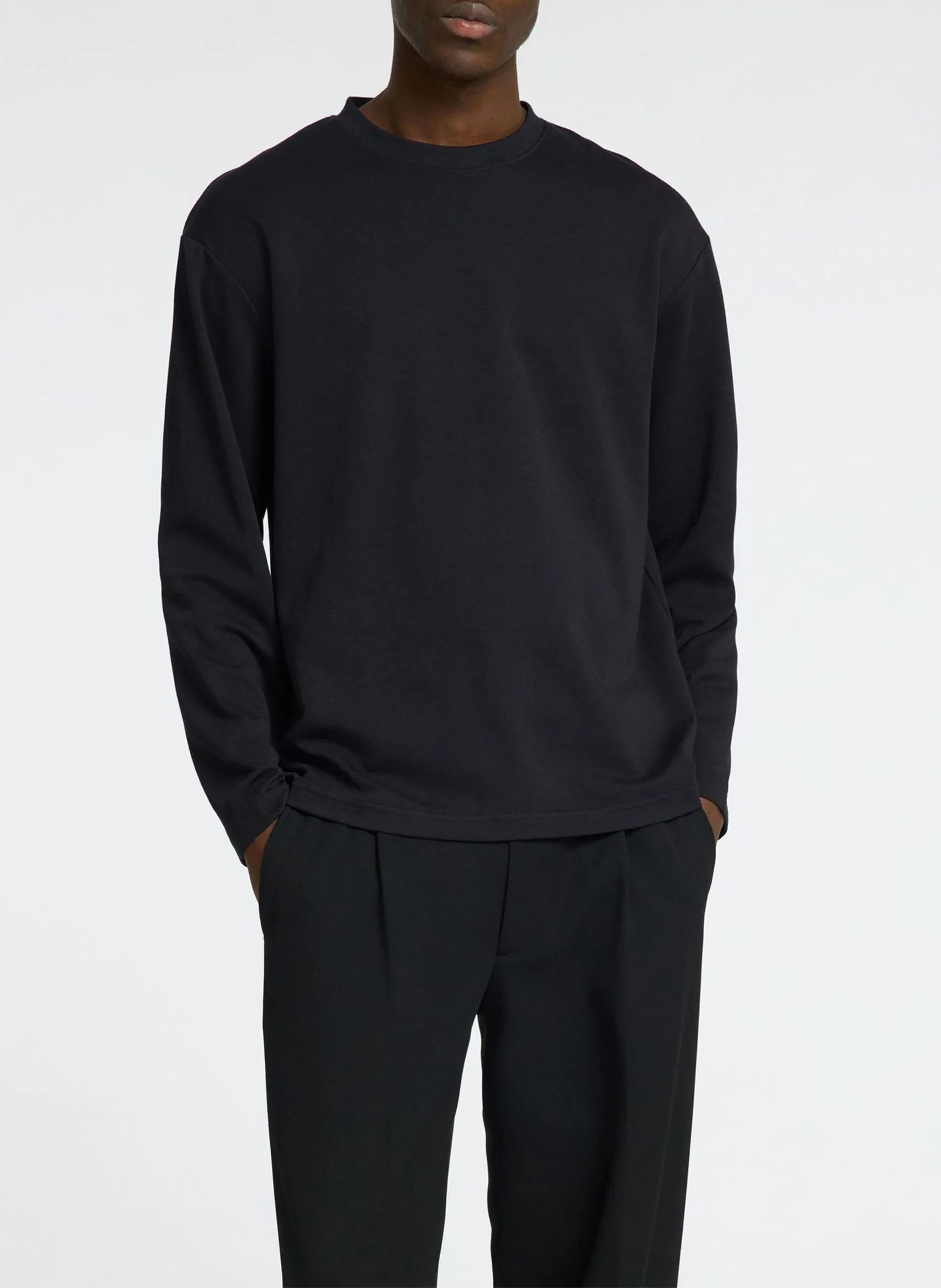 Tee-shirt col rond en coton bio mélangé Noir OSCAR