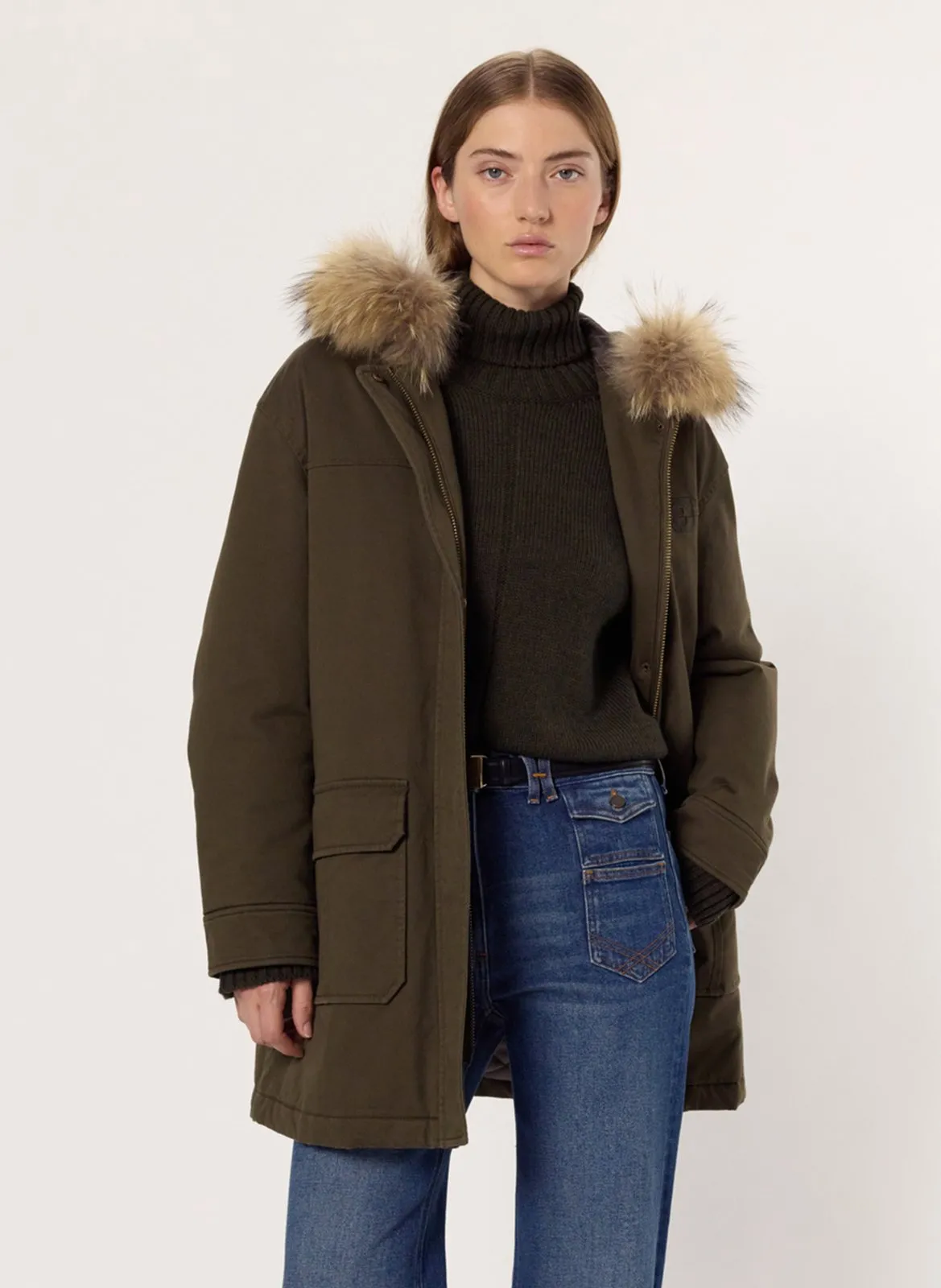 Manteau à capuche Kaki MINA