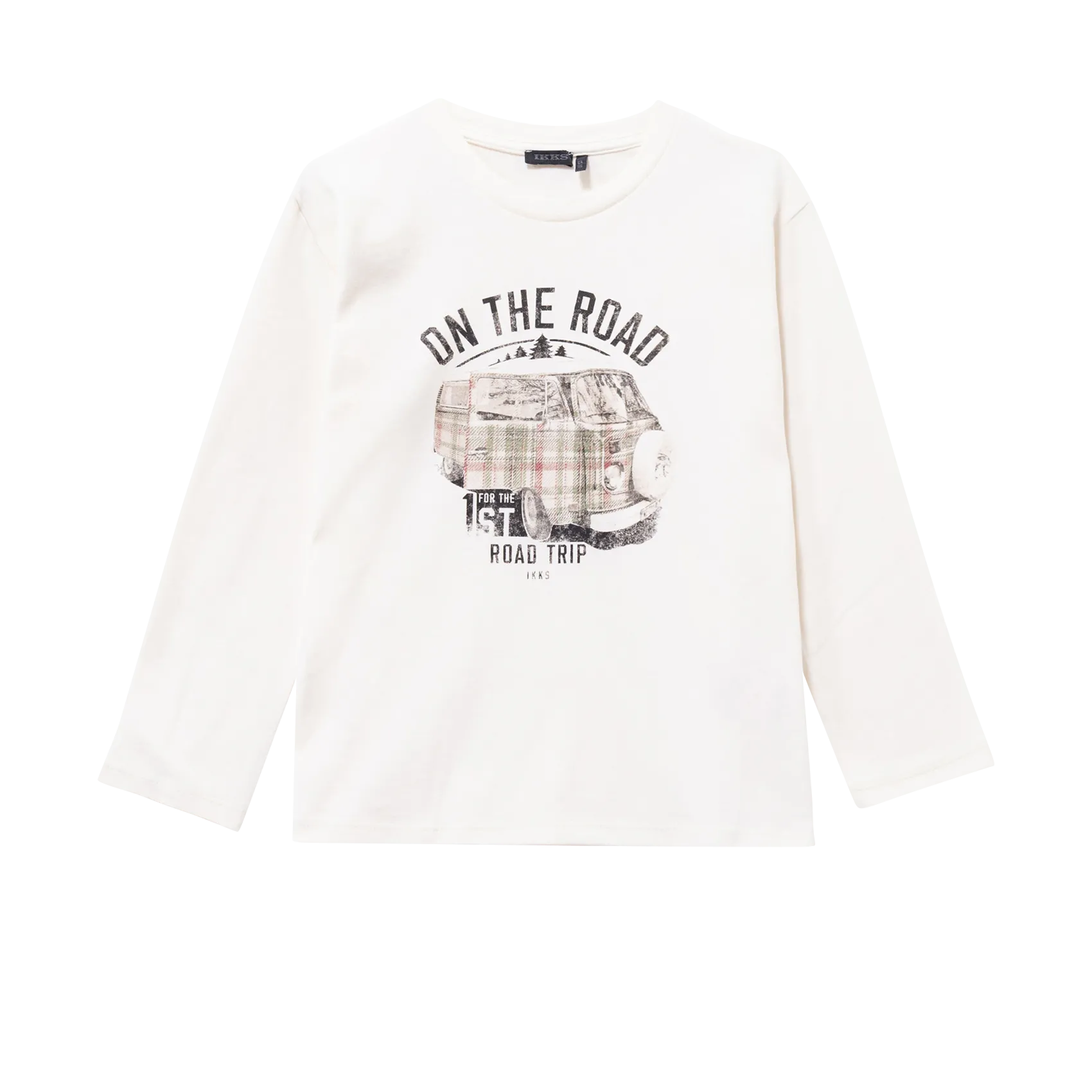 Tee-shirt col rond imprimé en coton bio Blanc