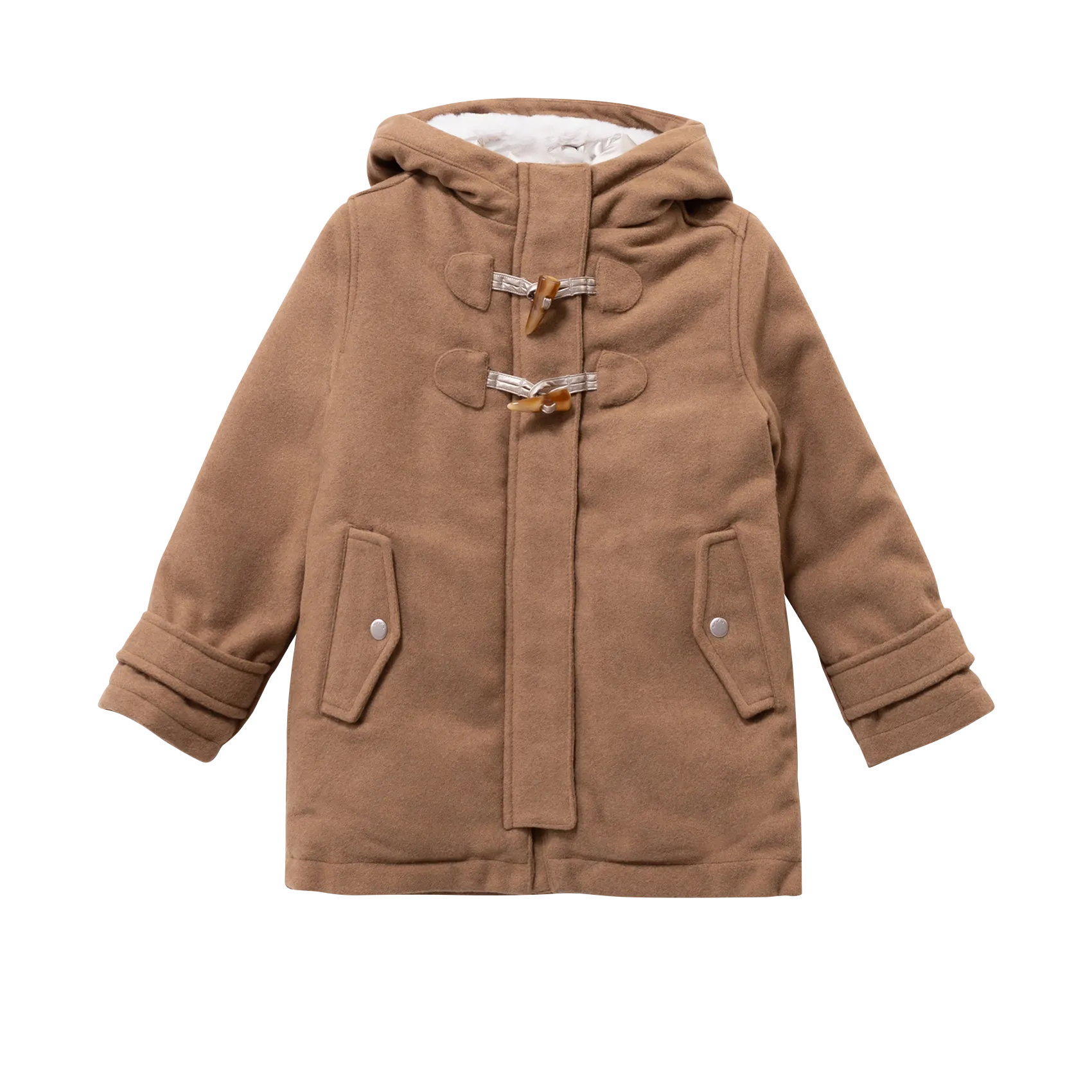 Manteau à capuche en lainage Marron