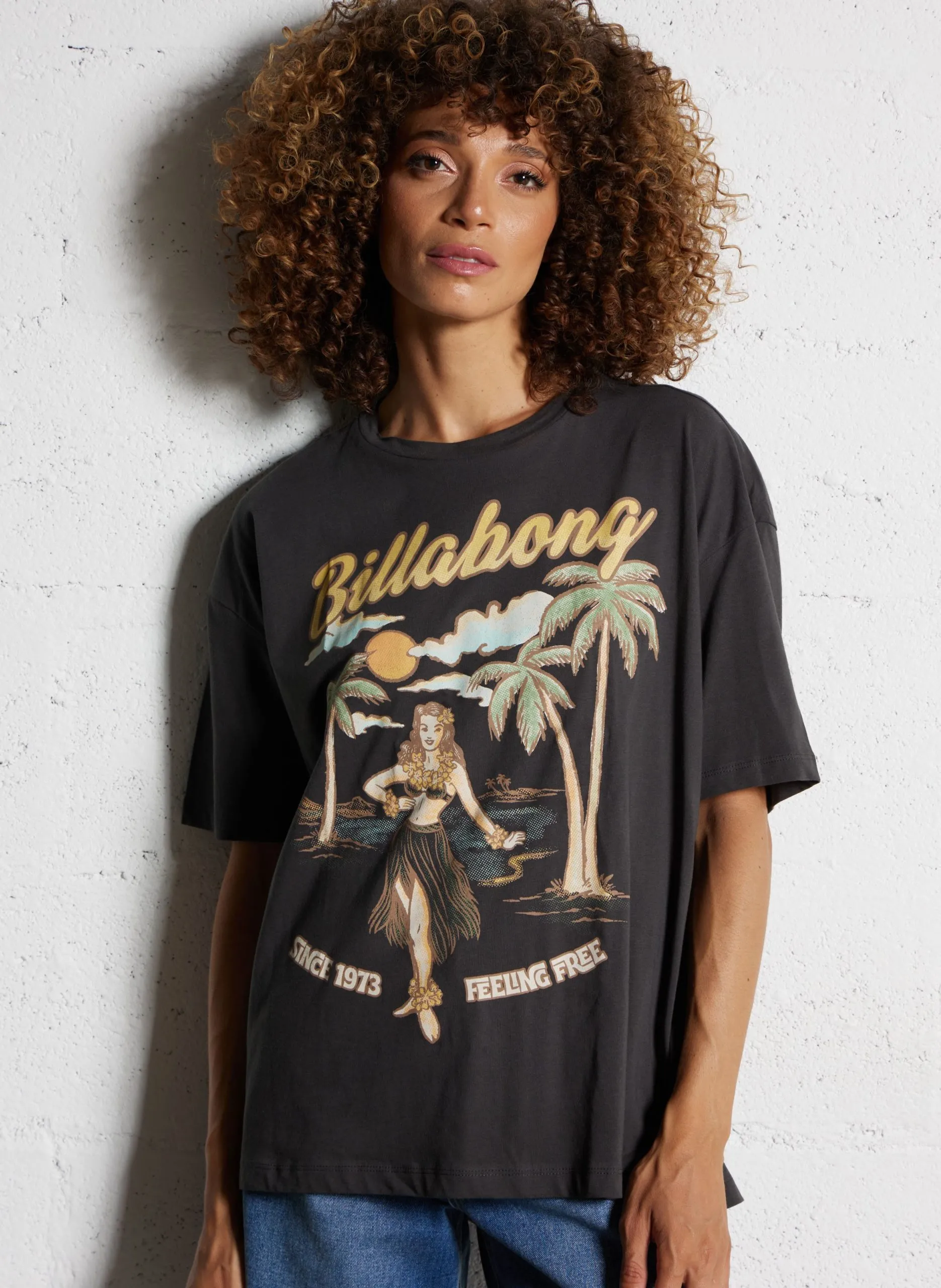 Tee-shirt droit imprimé en coton Noir MY SUNNY GIRL