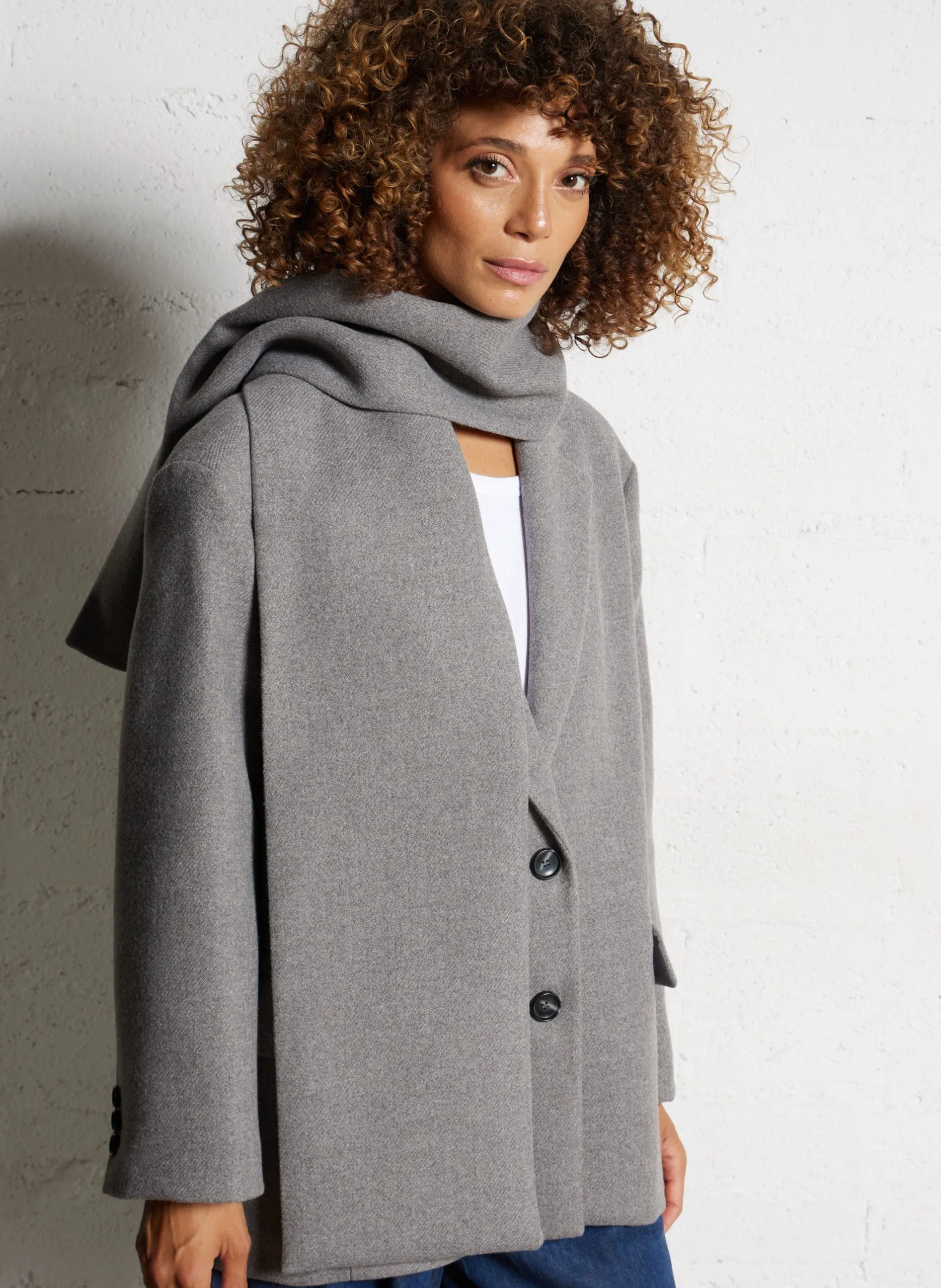 Manteau col tailleur Gris