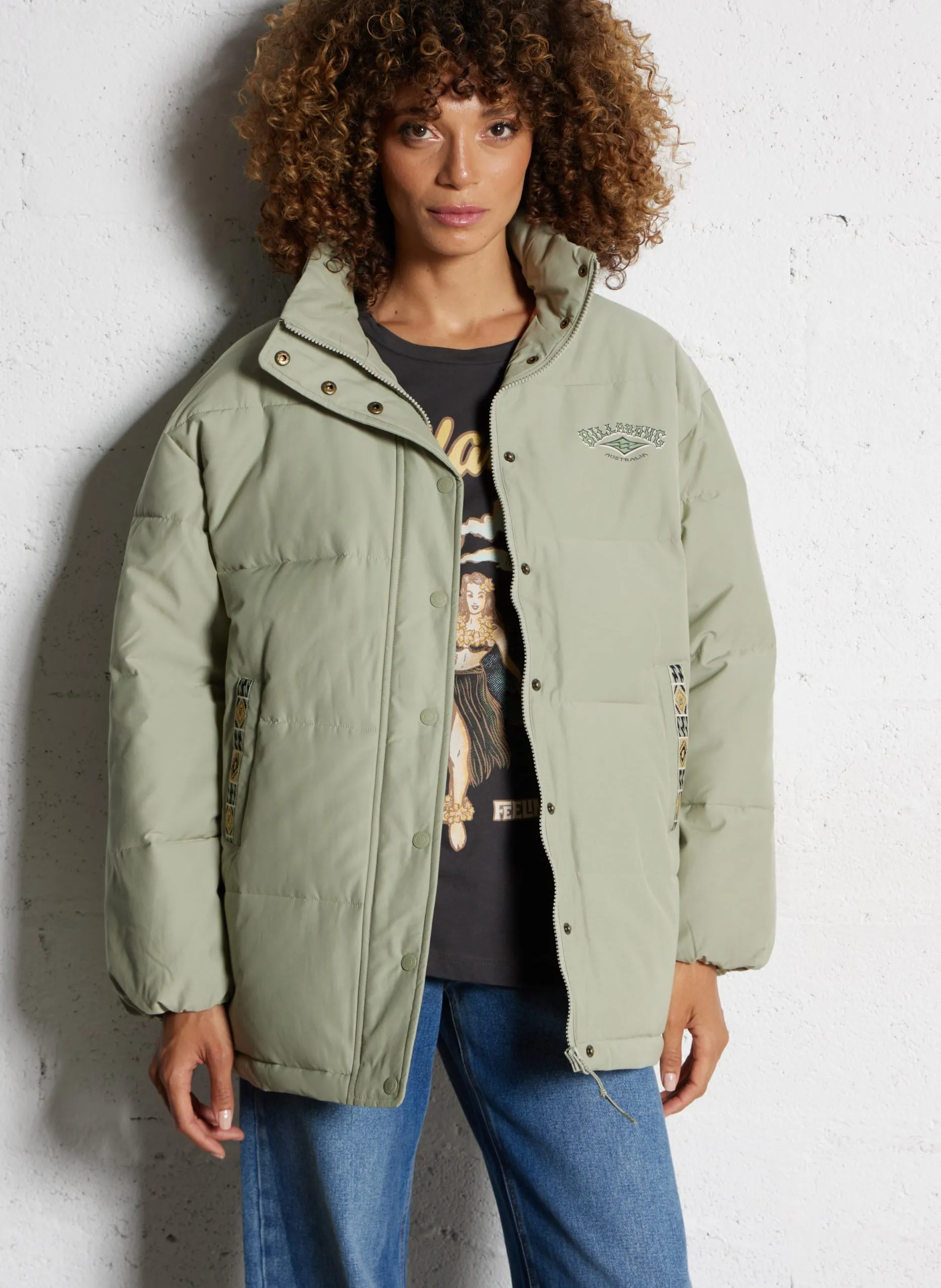 Doudoune col montant en coton mélangé Vert MAGIC PUFFER