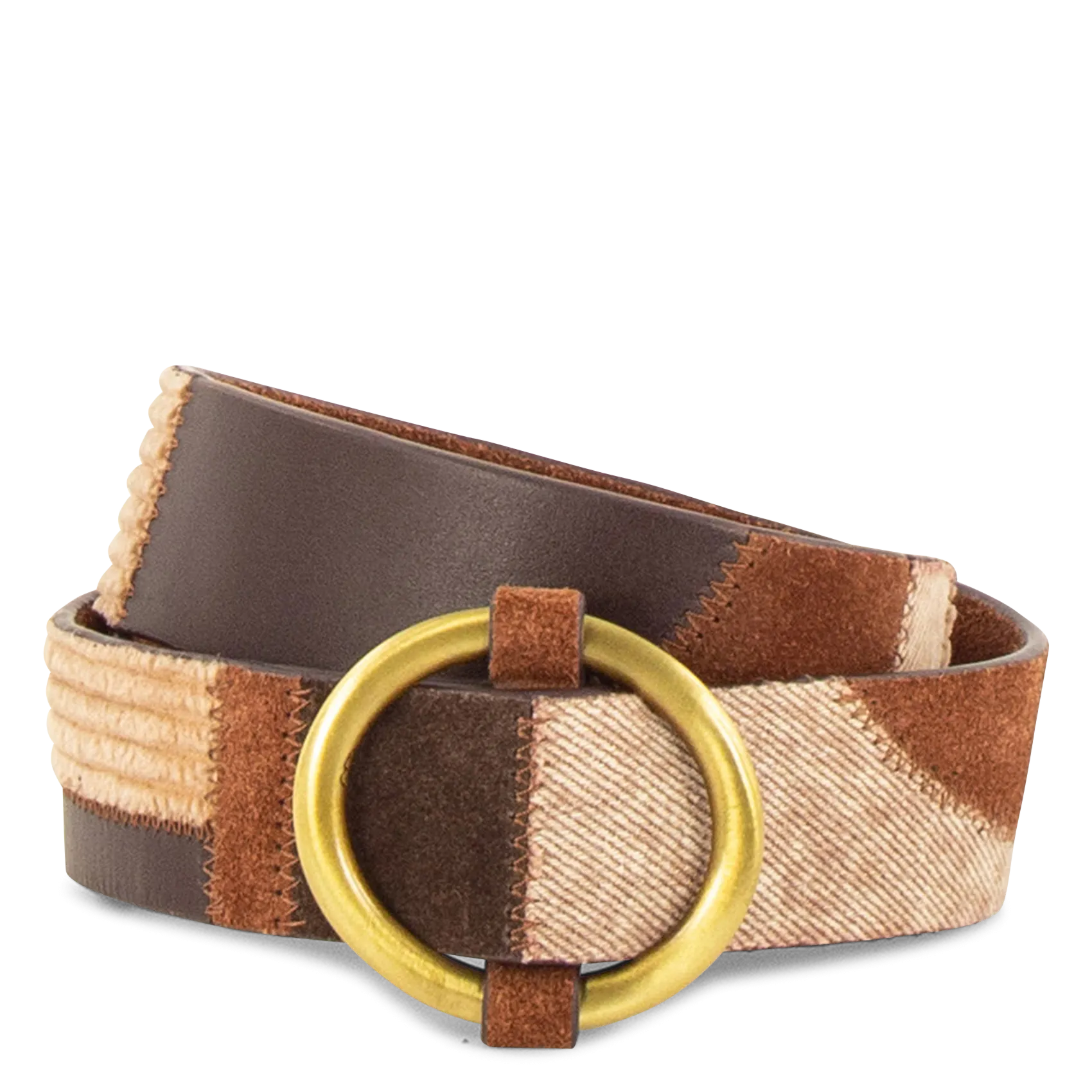 Ceinture en cuir patchwork Marron ANOTA