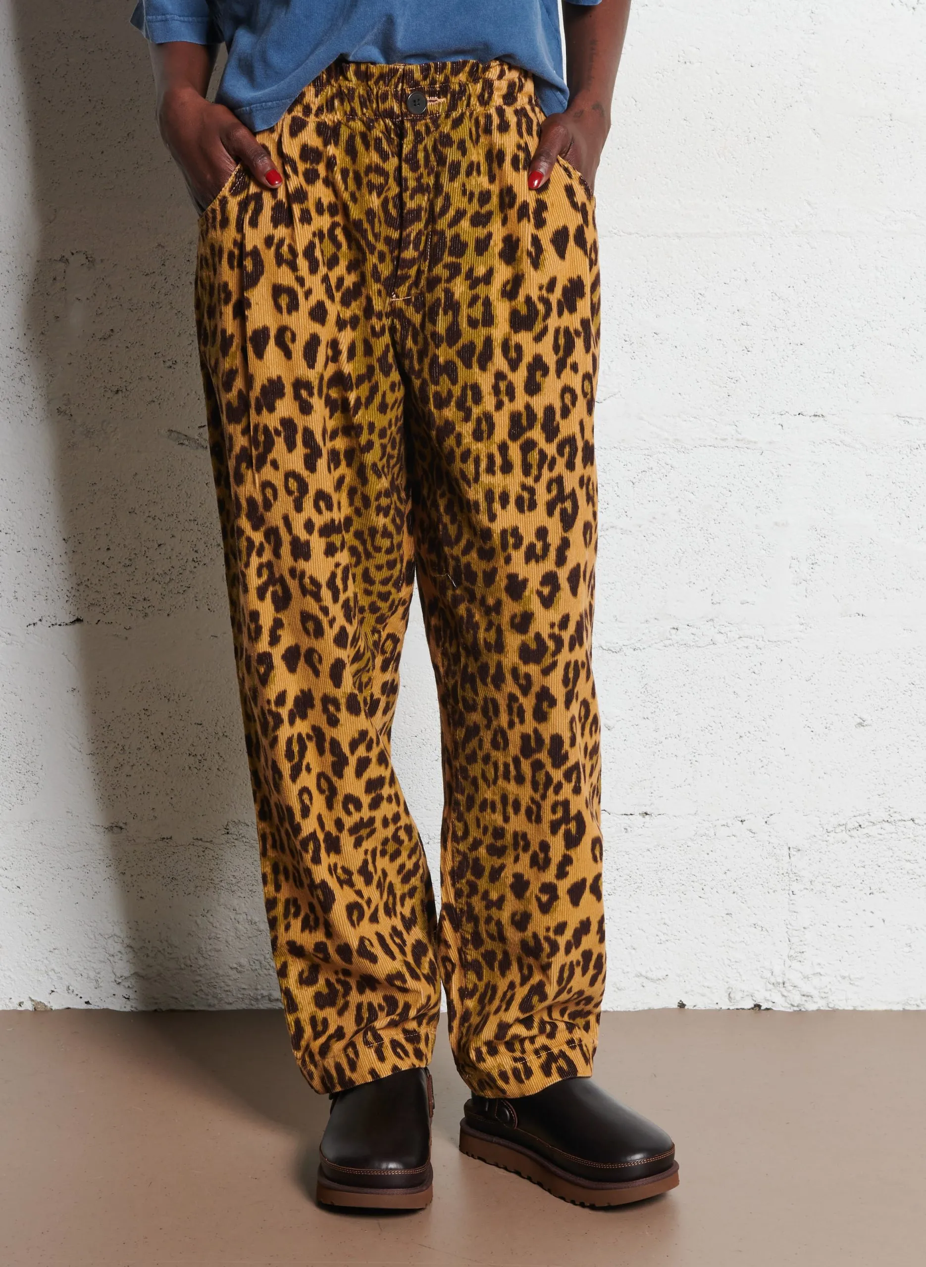 Pantalon léopard en velours côtelé Multicolore WINONA