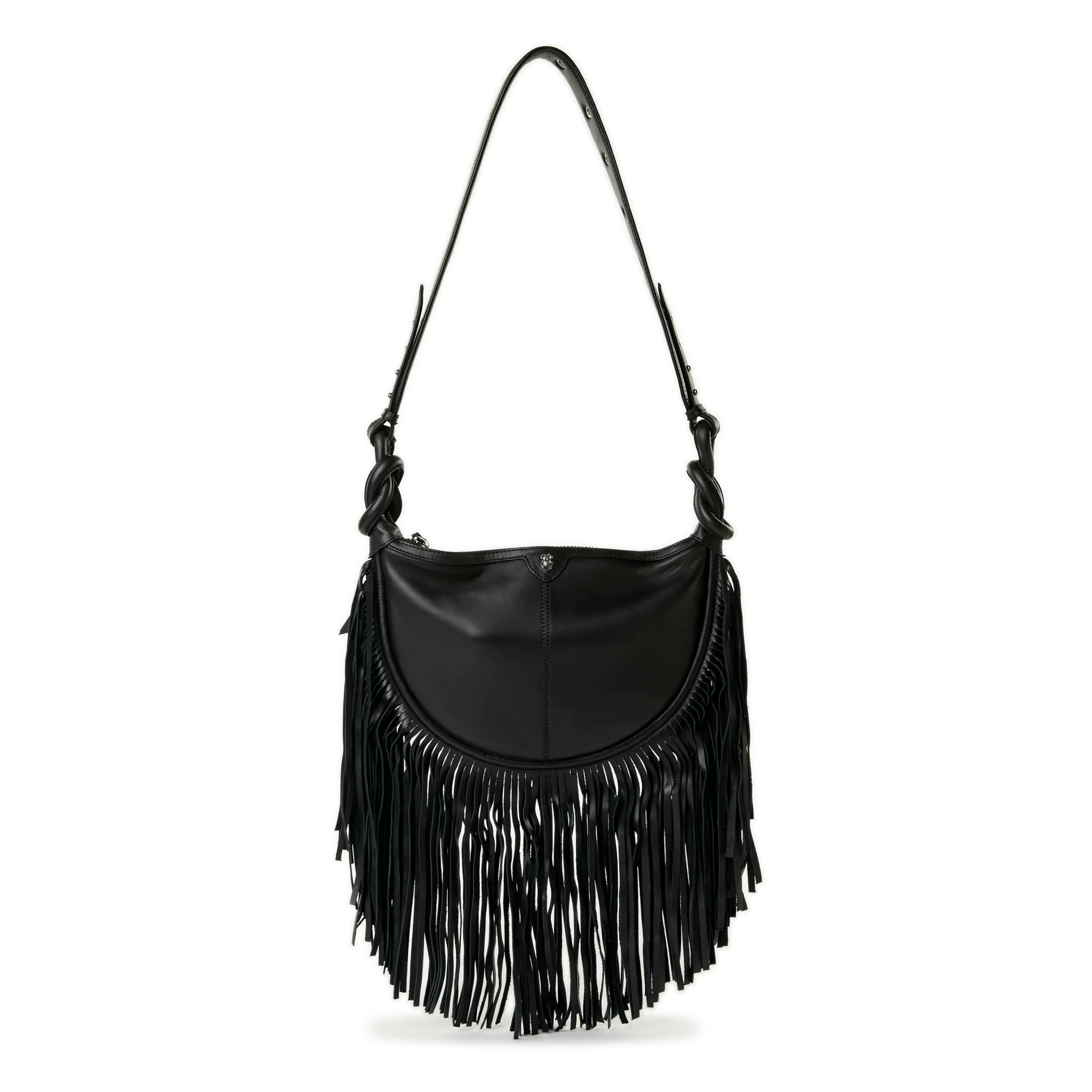 Sac demi-lune en cuir mélangé Noir CHRIS