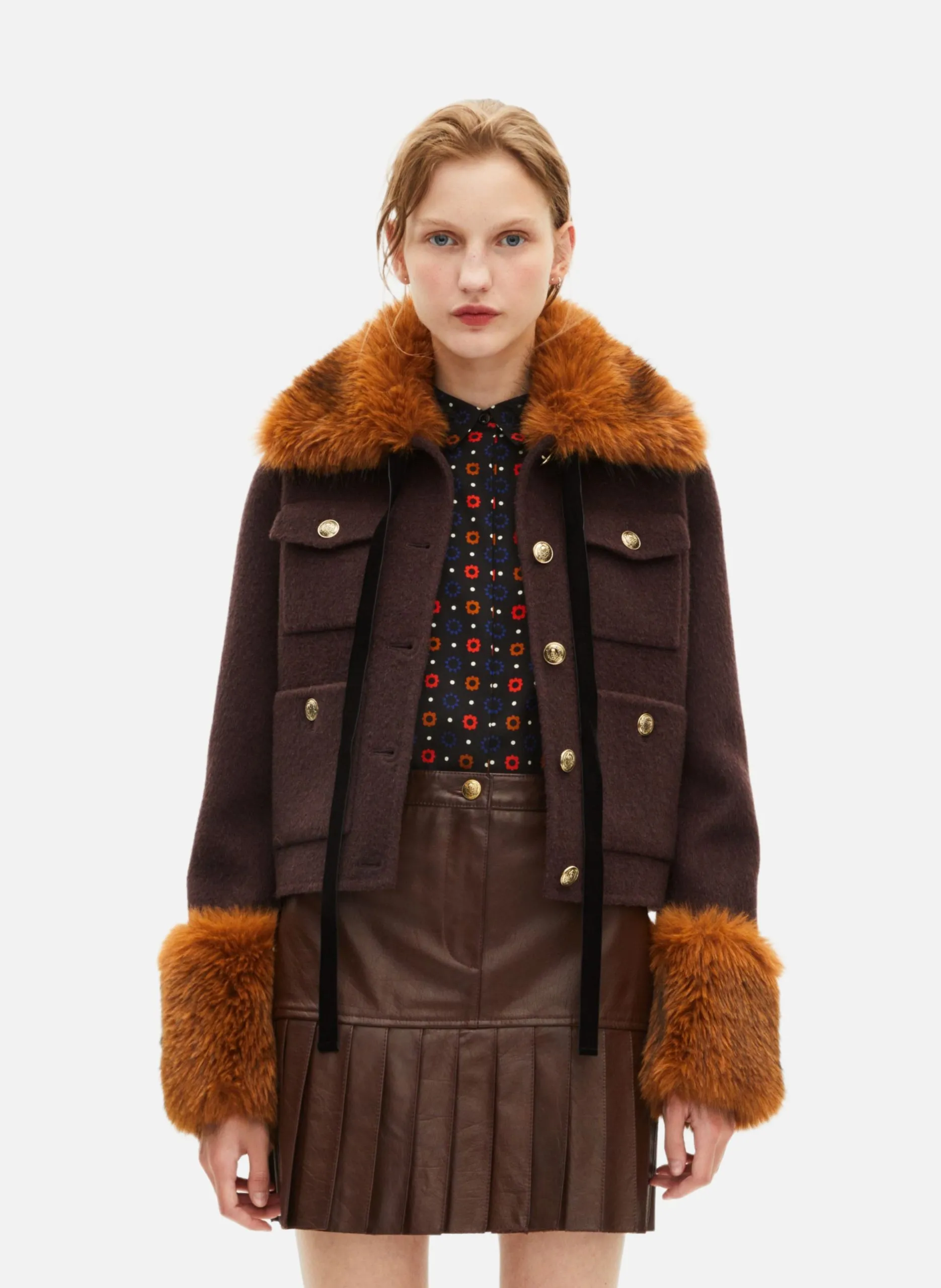 Blouson col sherpa Marron