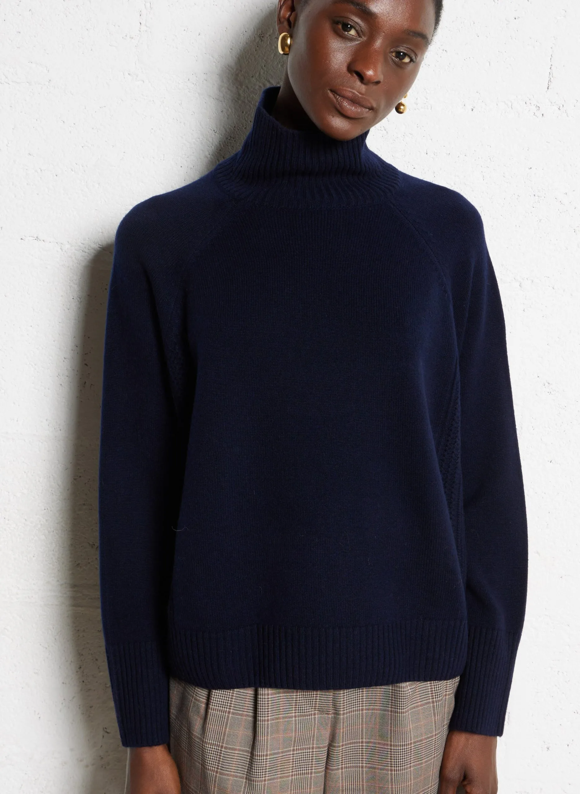 Pull col montant en laine Bleu ARAMIS