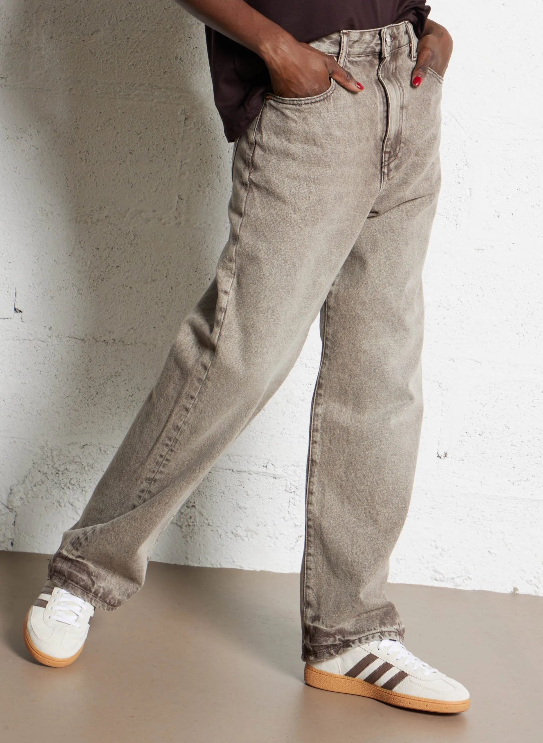 Jean large délavé Marron POKER