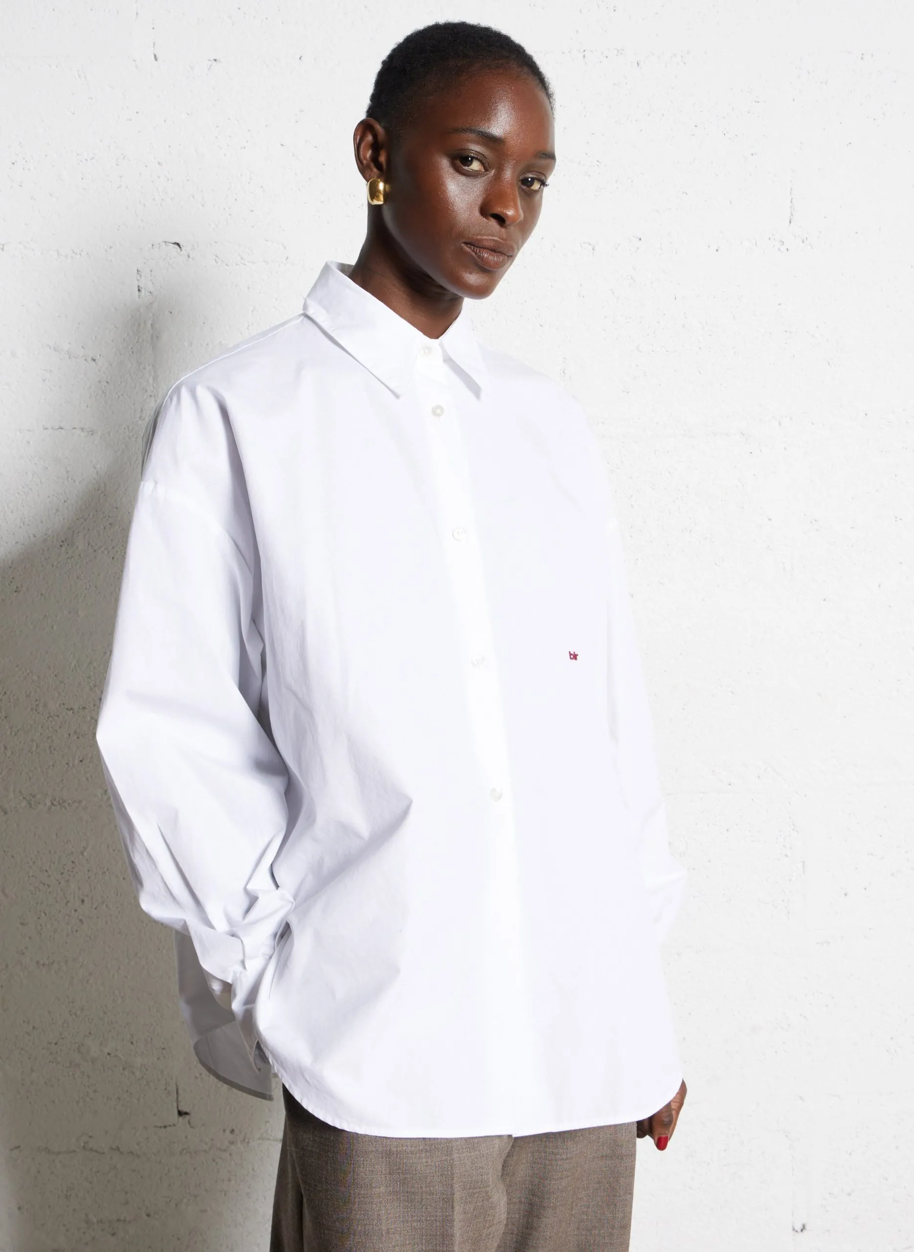 Chemise ample boutonnée unie Blanc GILLIAN