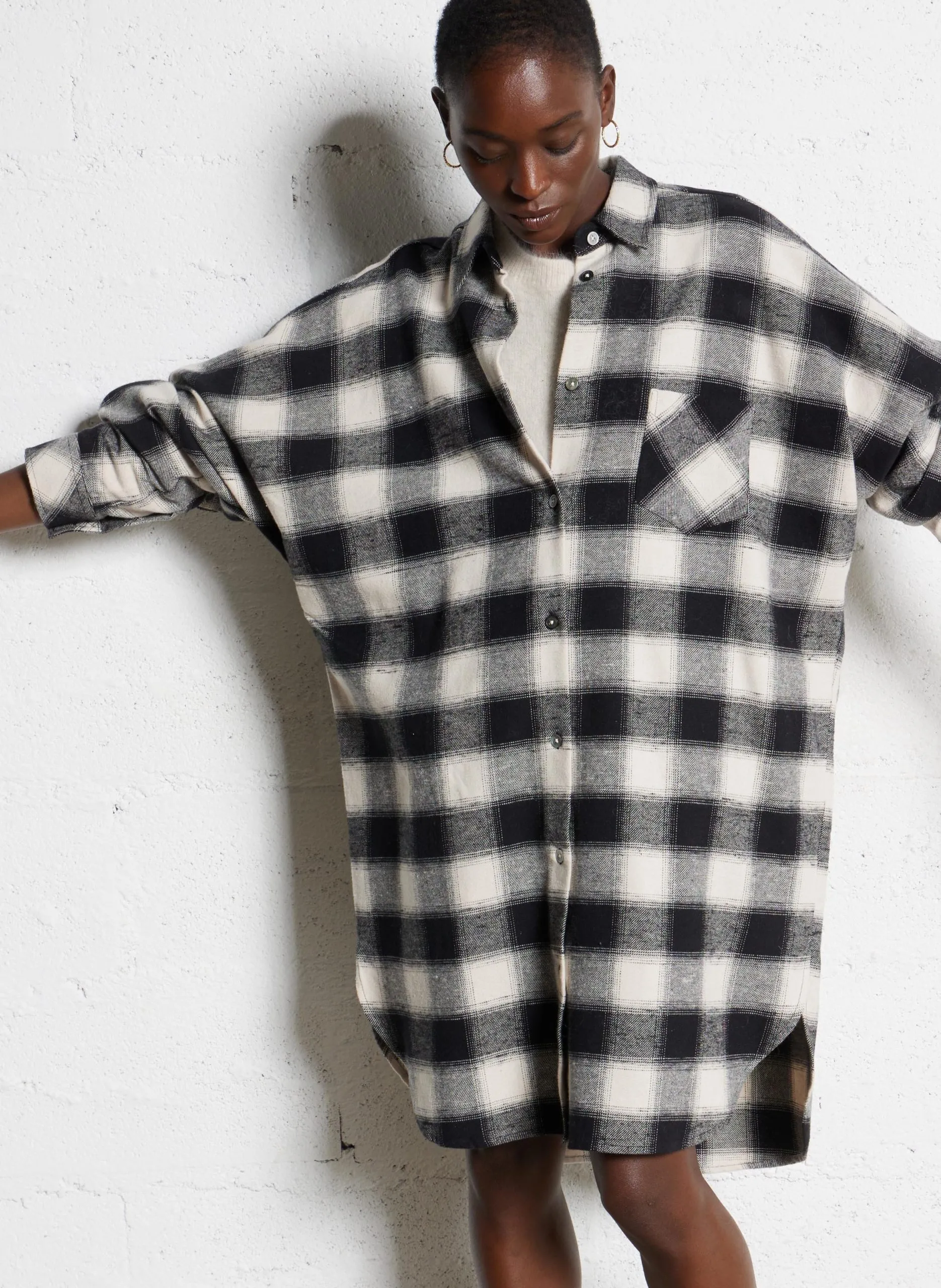 Robe chemise en coton Vert JANET