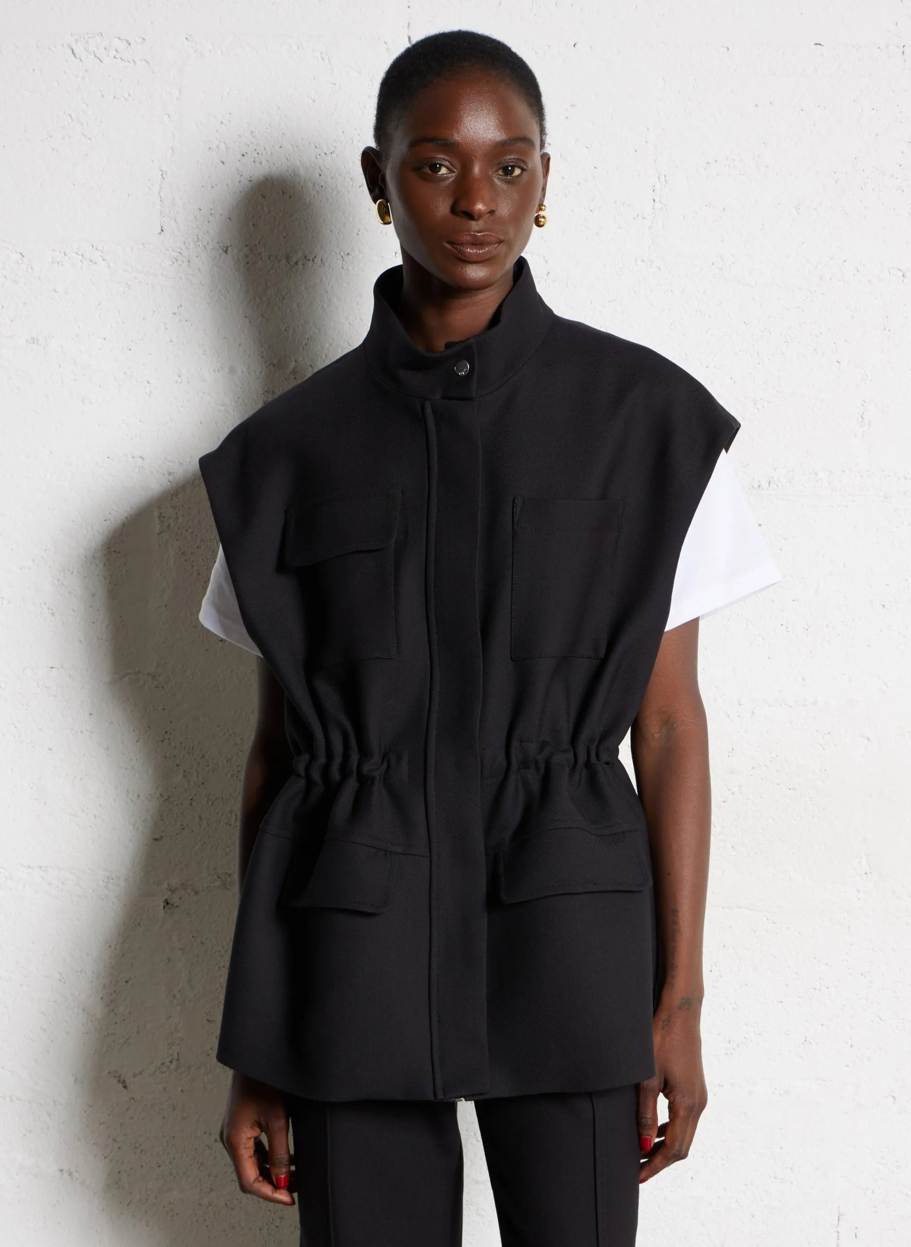 Veste col montant en laine mélangée Noir REED