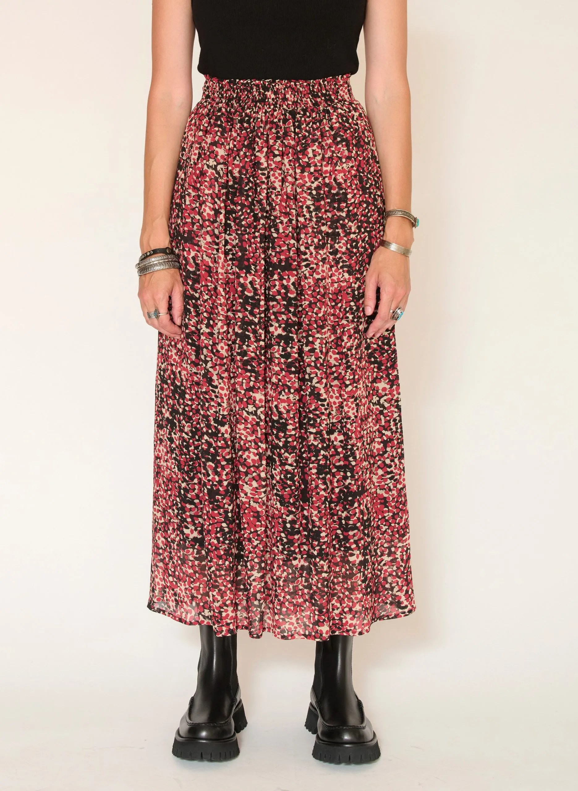 Jupe longue imprimée Rouge JAROD