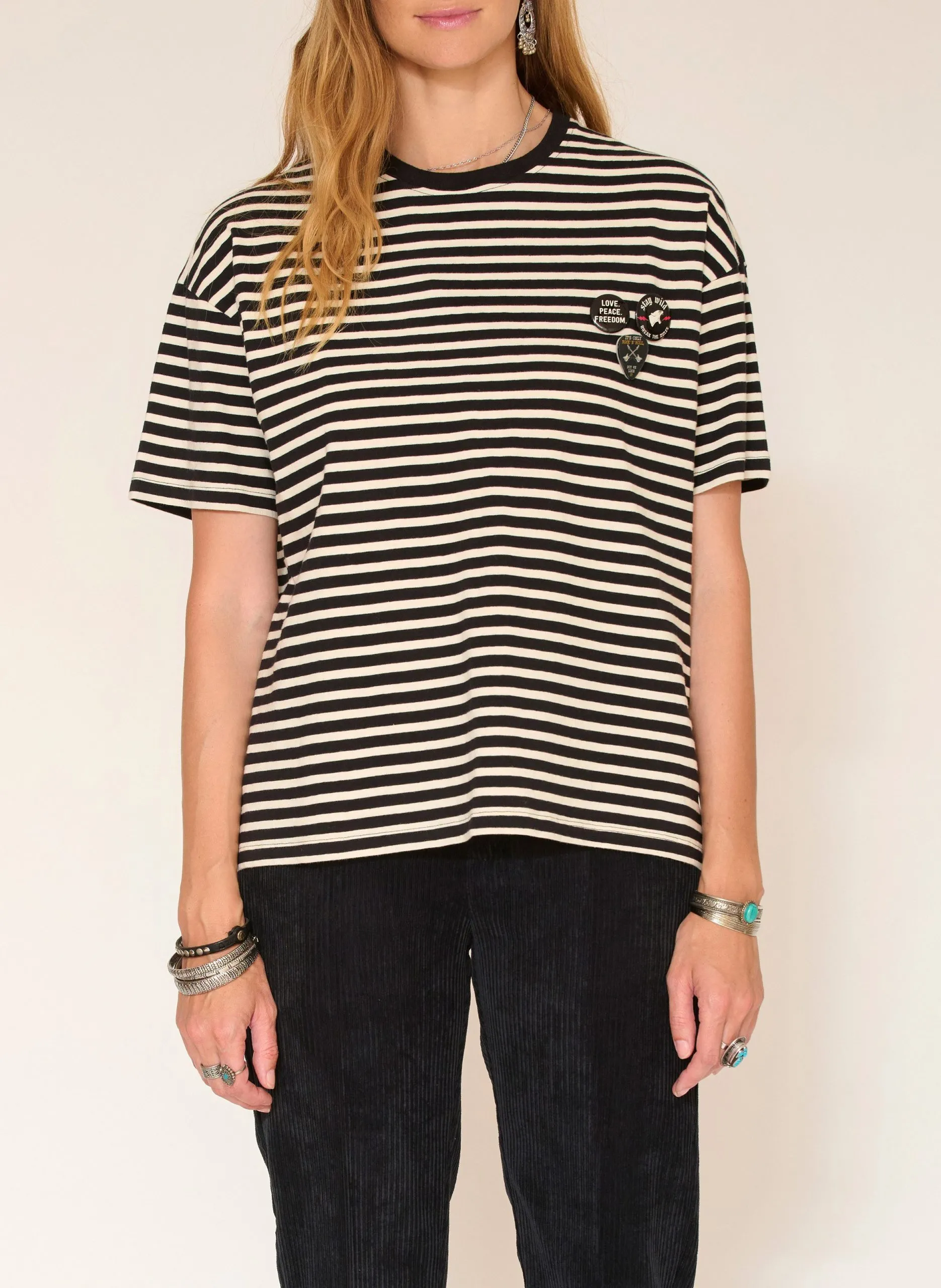 Tee-shirt col rond en coton Beige TIBO