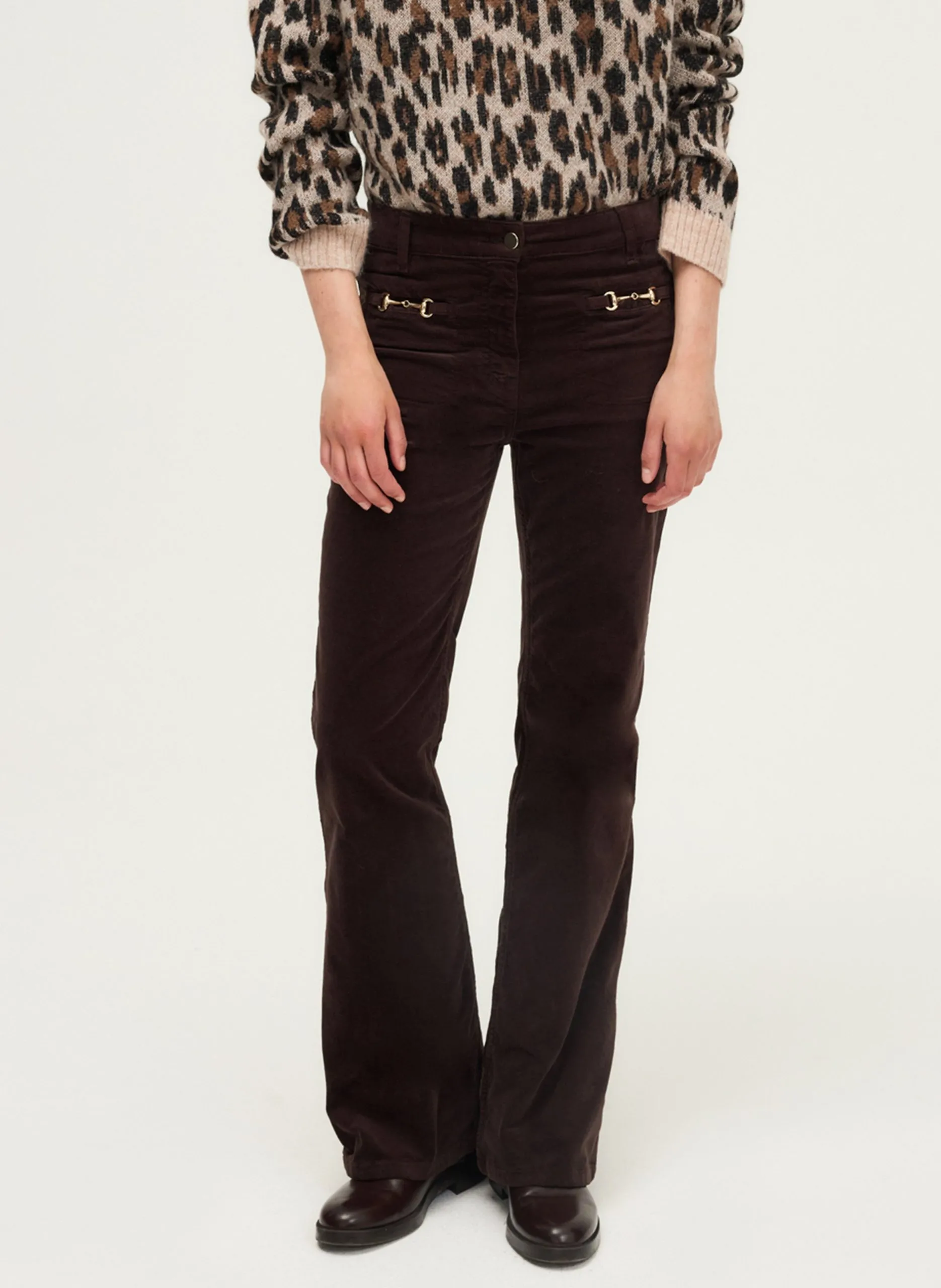 Pantalon flare en velours Marron CHRYS