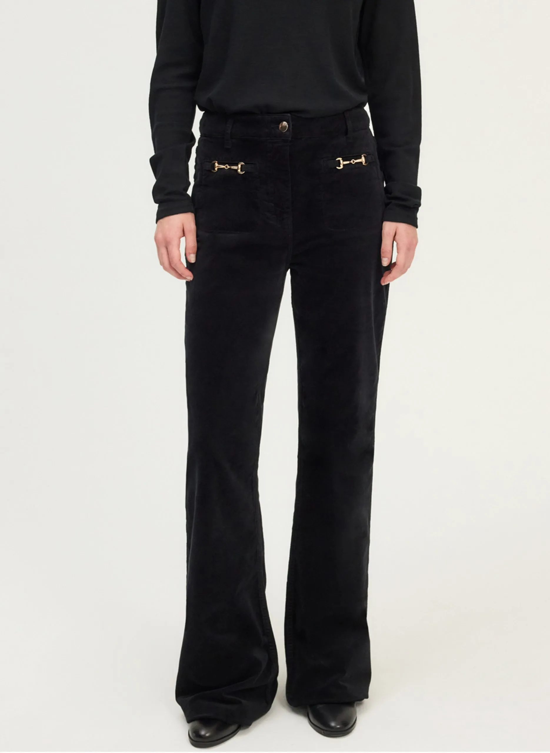 Pantalon flare en velours Noir CHRYS