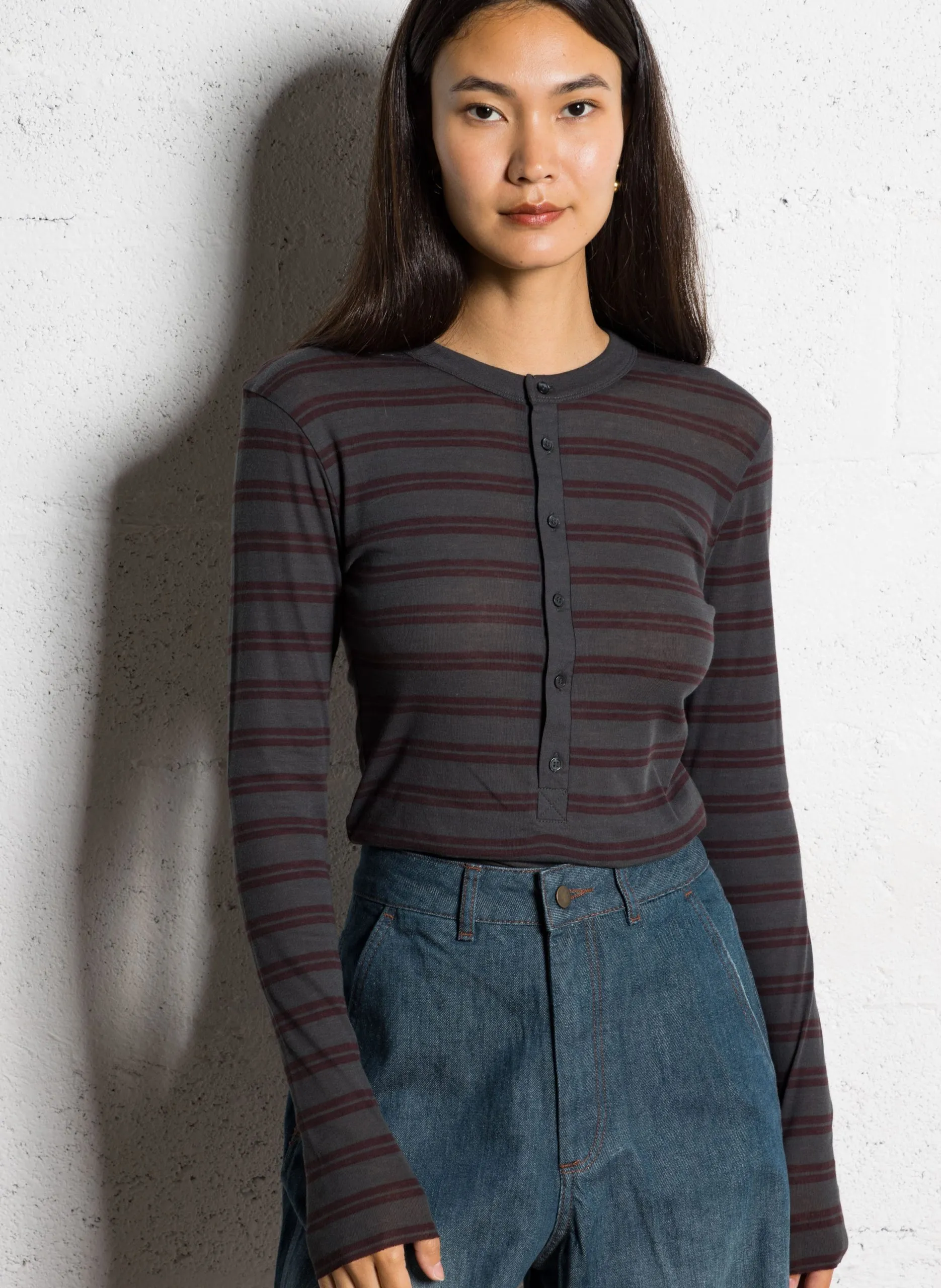 Tee-shirt col rond rayé en coton Prune GAELLE