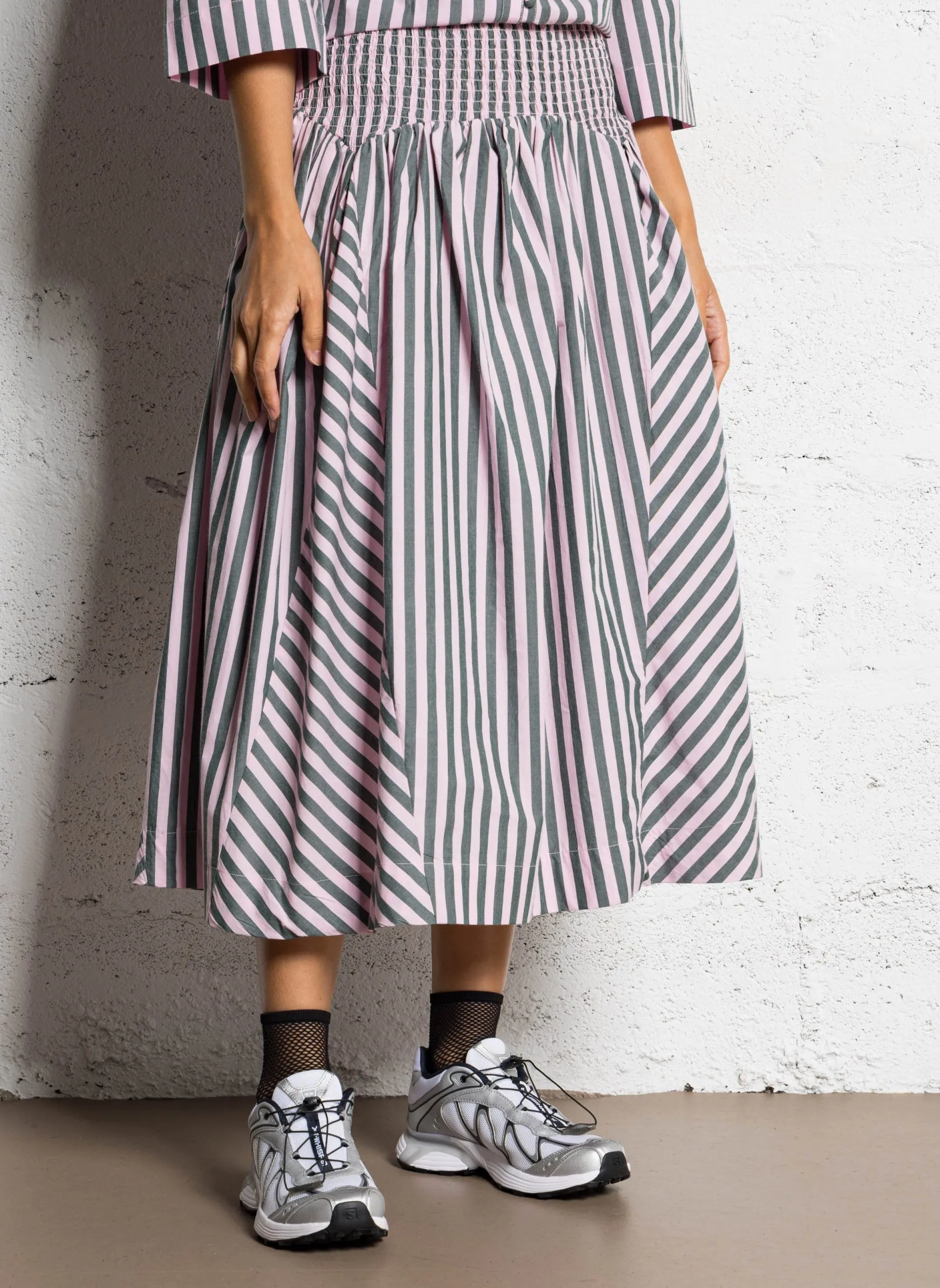 Jupe longue évasée rayée en coton bio Multicolore LAYLA