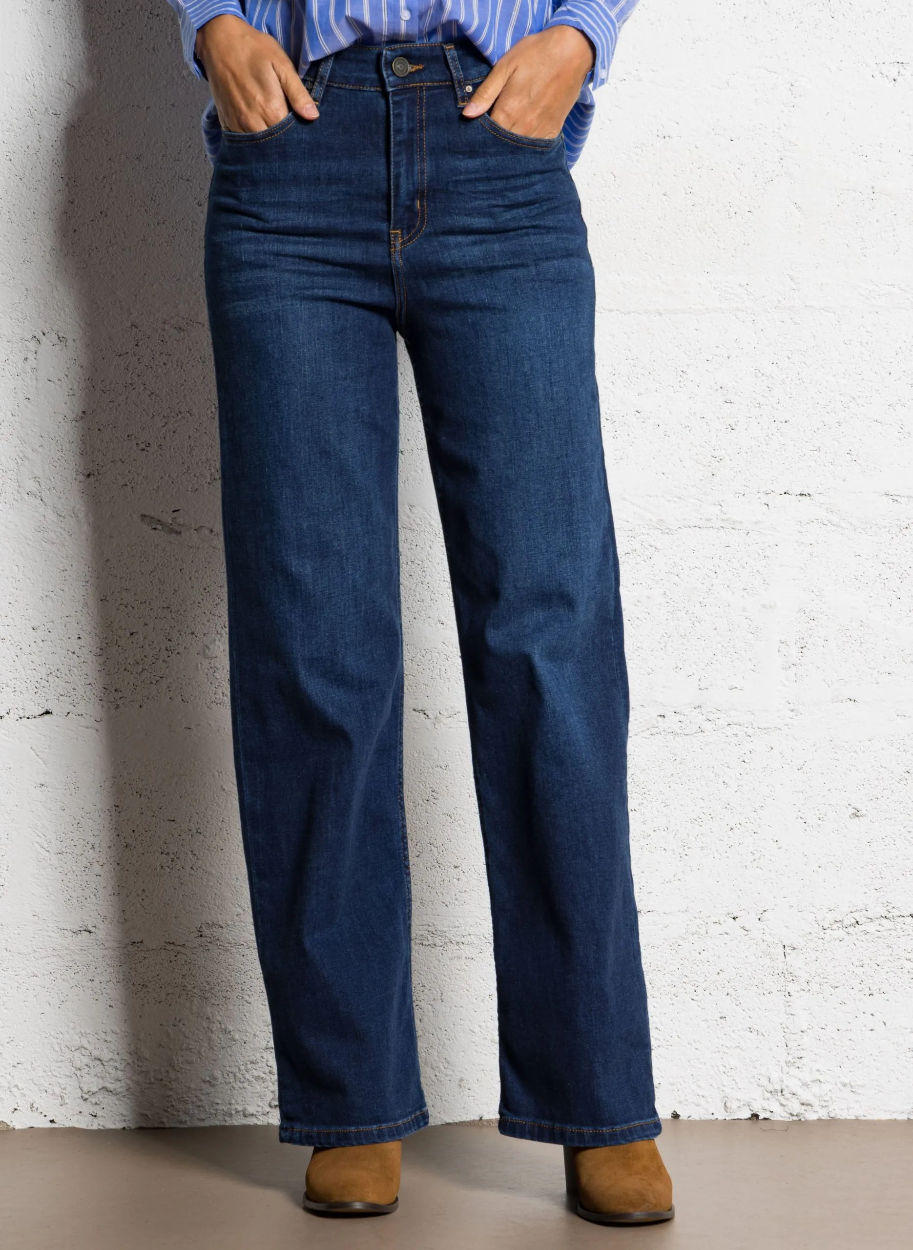 Jean droit en coton mélangé Bleu CARLA