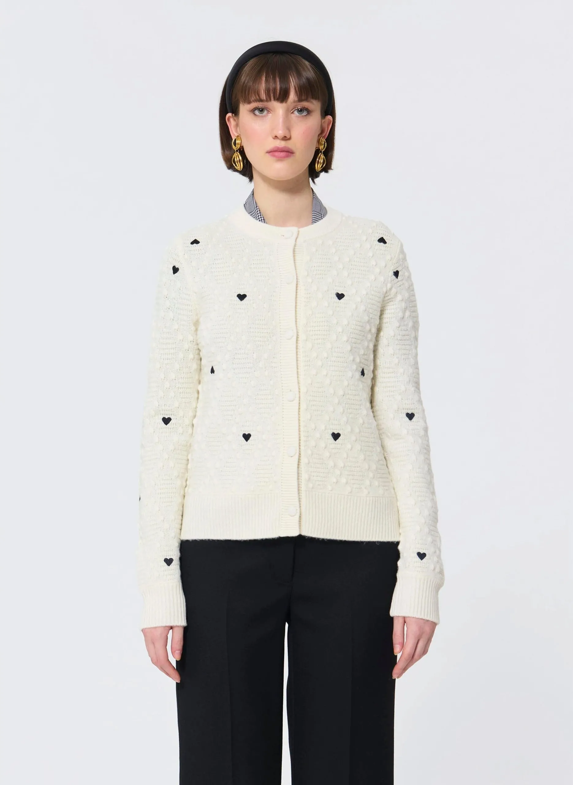 Gilet col rond en laine Beige GUY