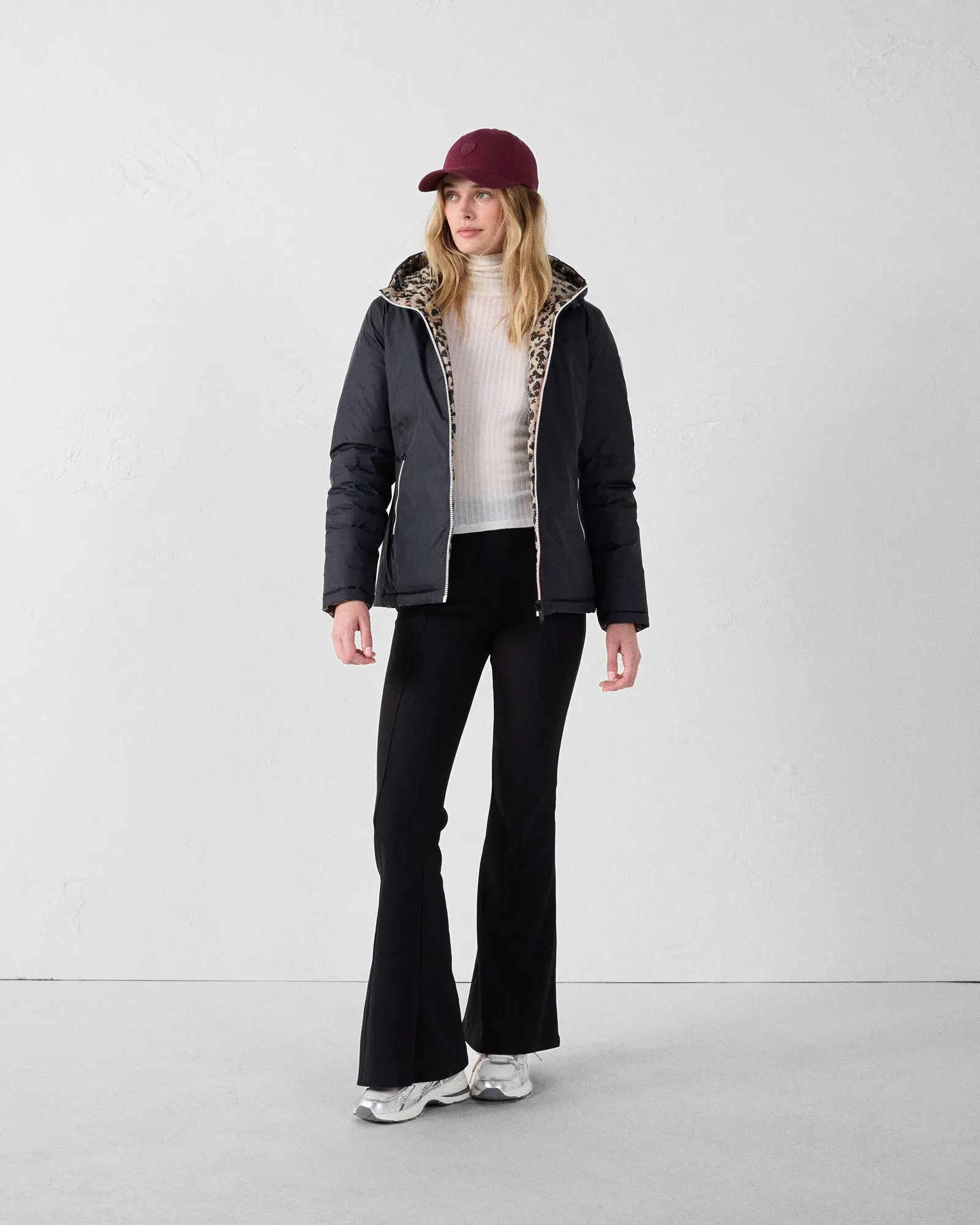 Veste réversible noir/leopard beige bergame print Noir