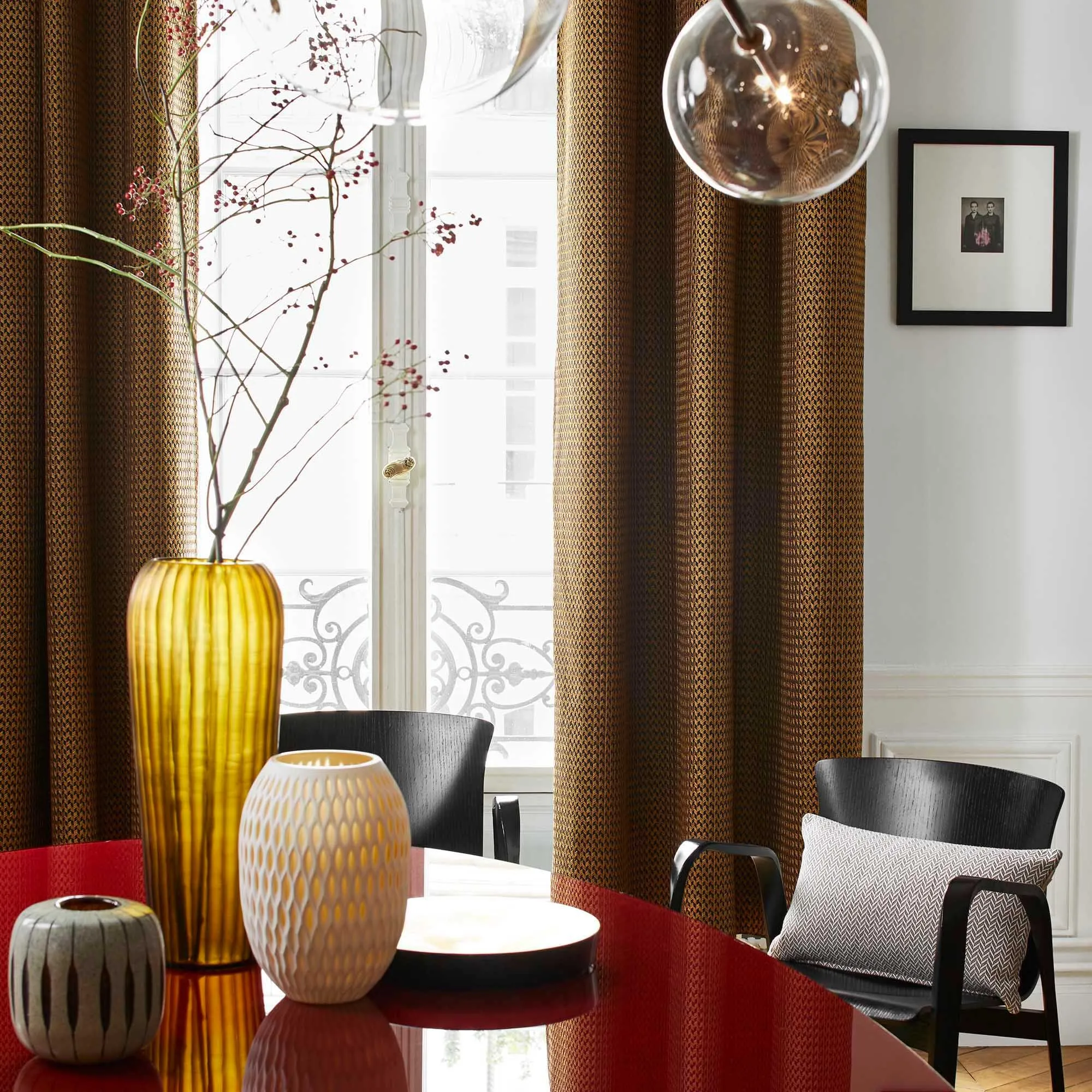 Rideau à oeillets noirs doublé Noir OCTAVE