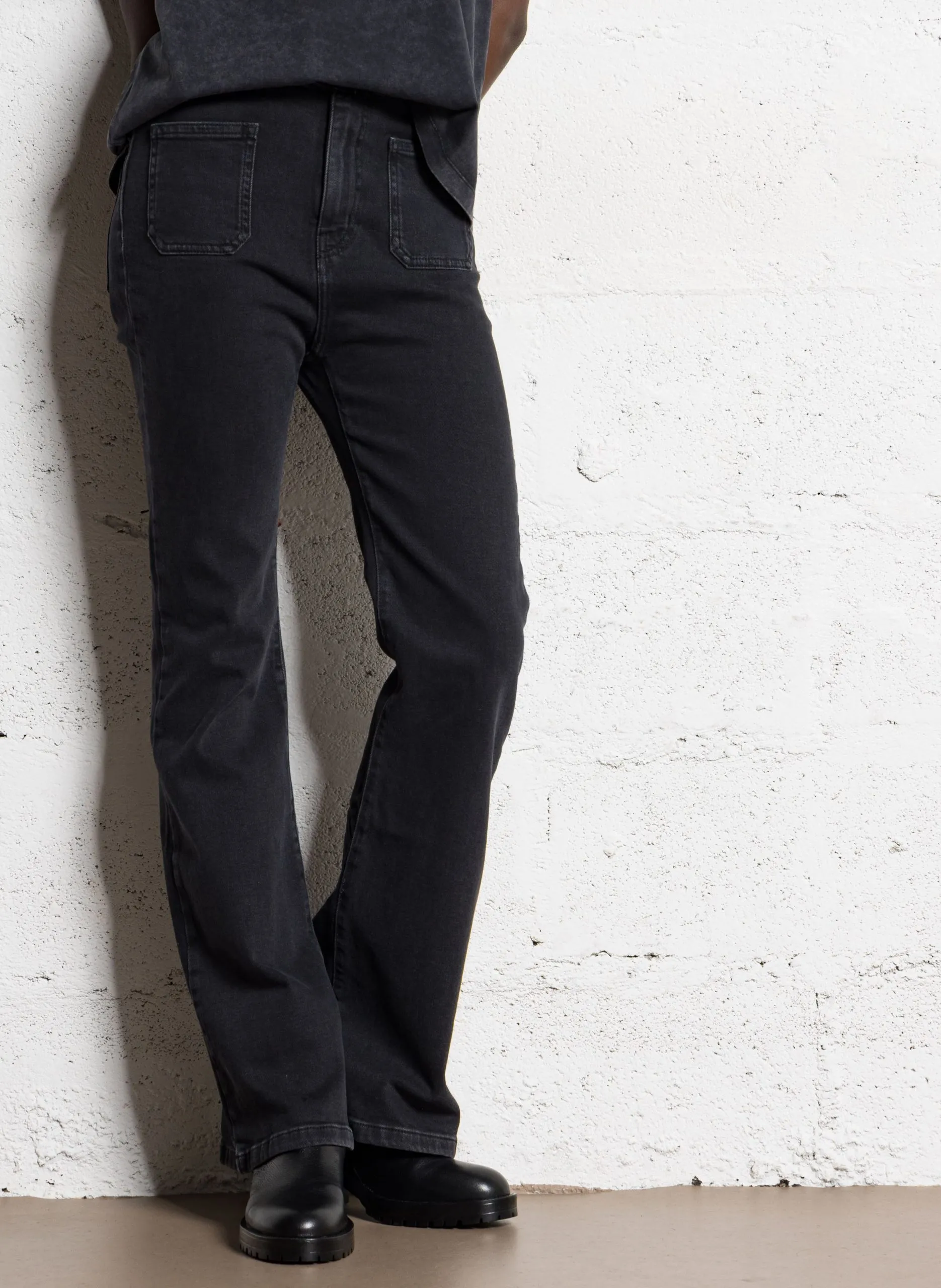 Jean flare en coton mélangé Noir PIBIZA