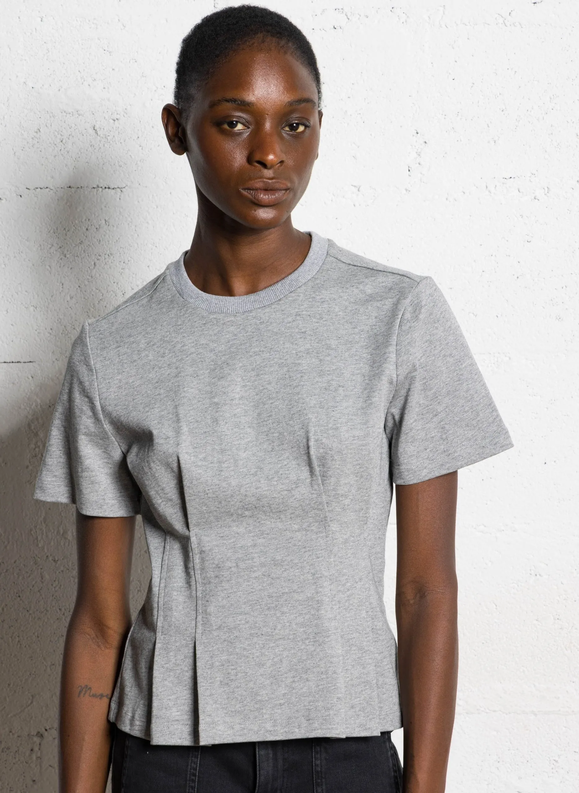 Tee-shirt col rond en coton Gris TEDWINA