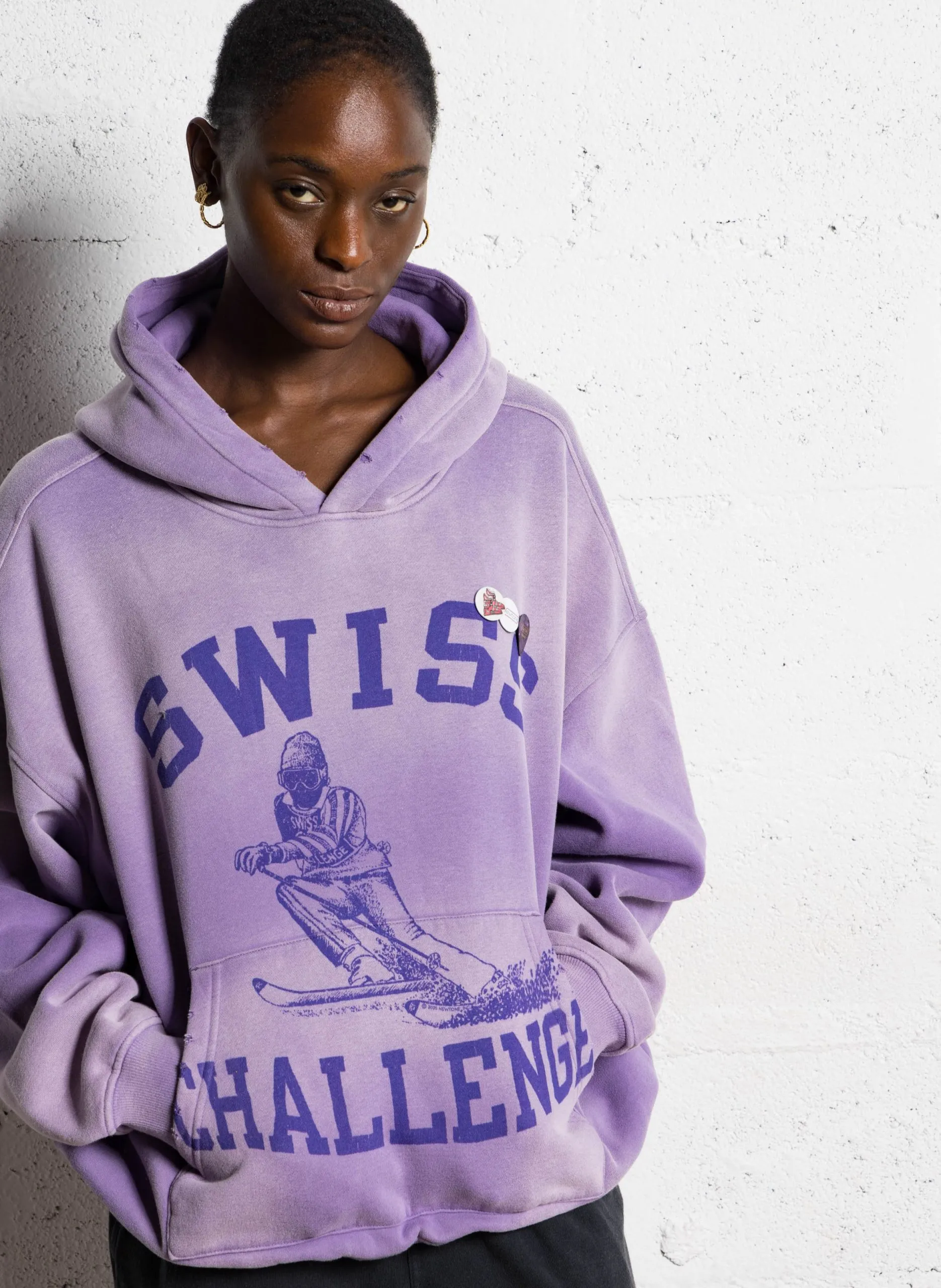 Sweat col rond en coton mélangé Violet HOSSWIS