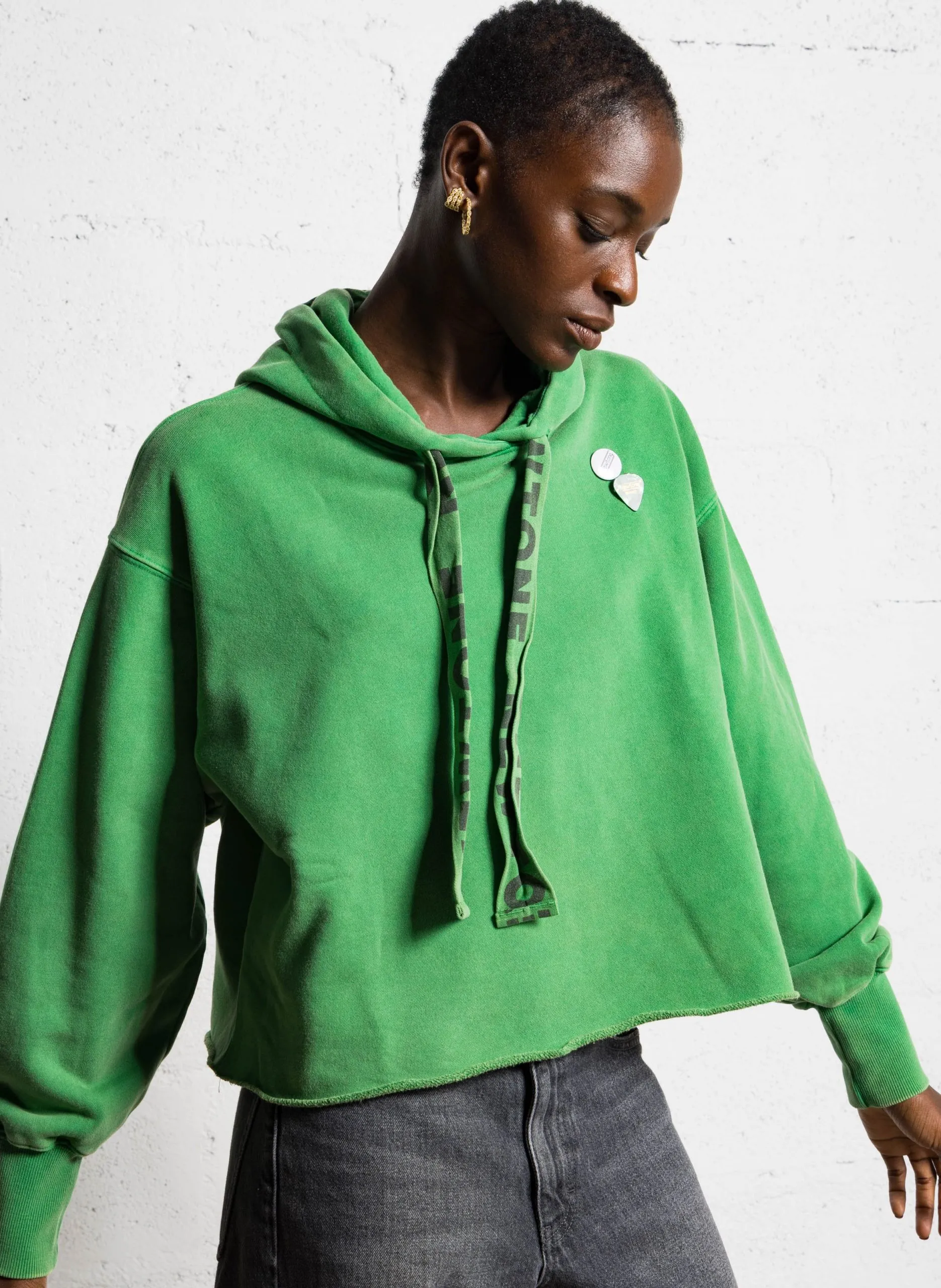 Sweat col rond en coton mélangé Vert HOCB