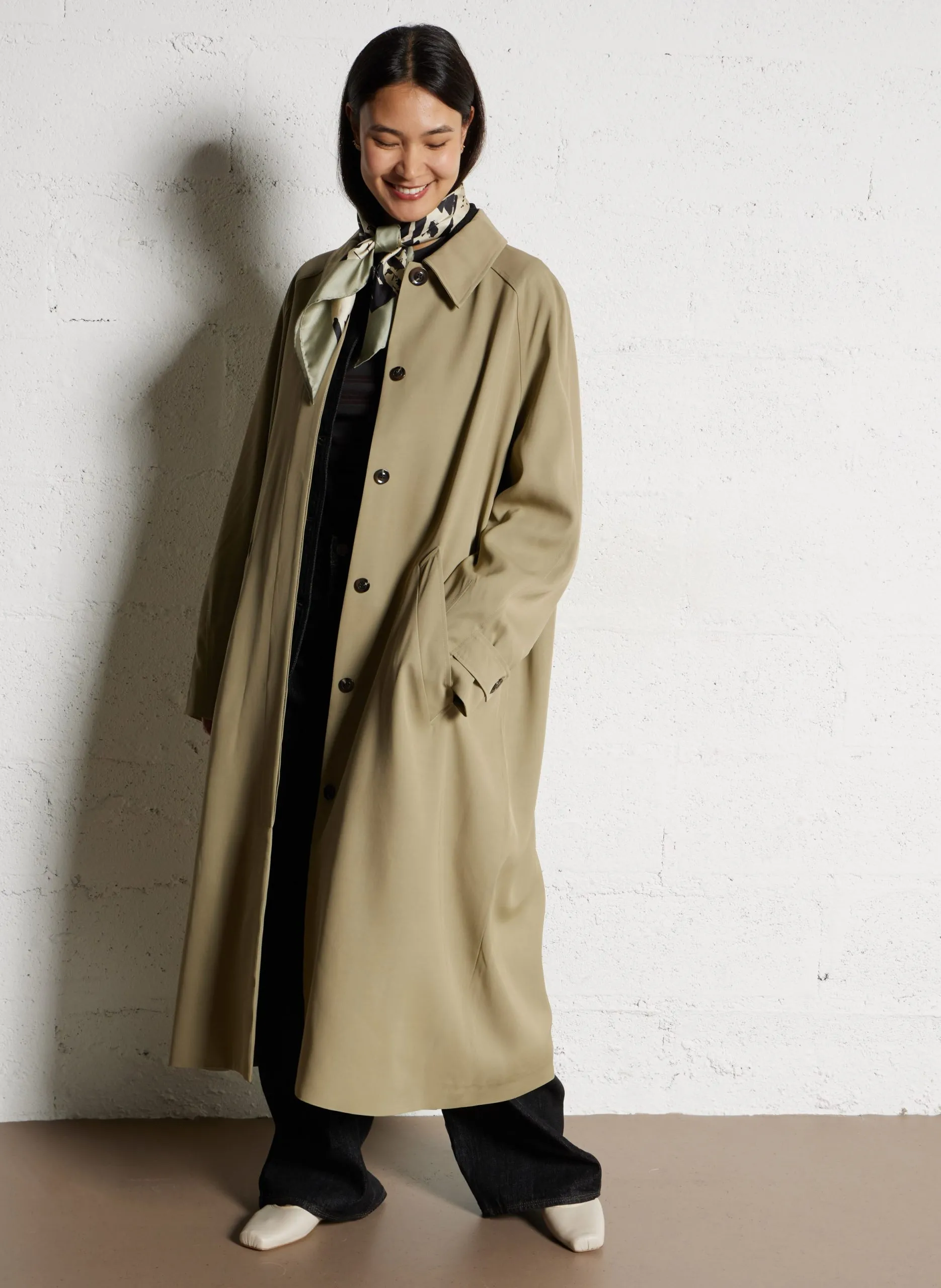 Trench long ample uni Vert FRITZ