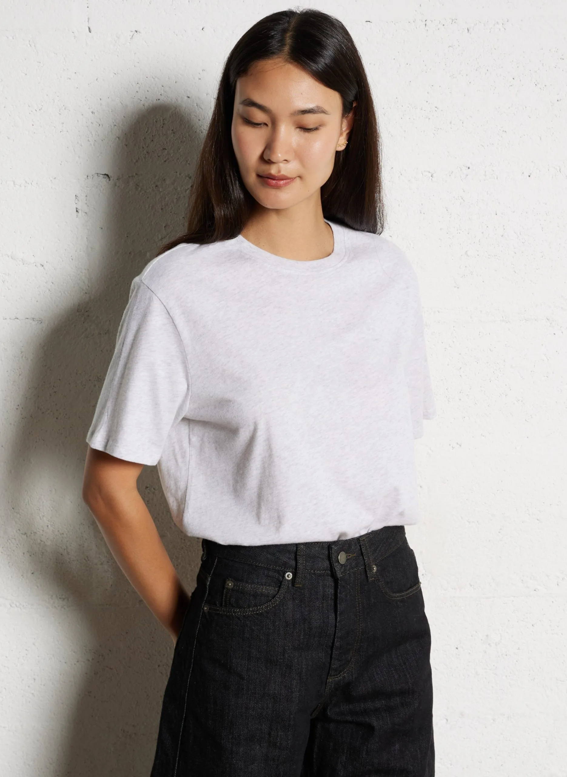 Tee-shirt col rond en coton bio Beige