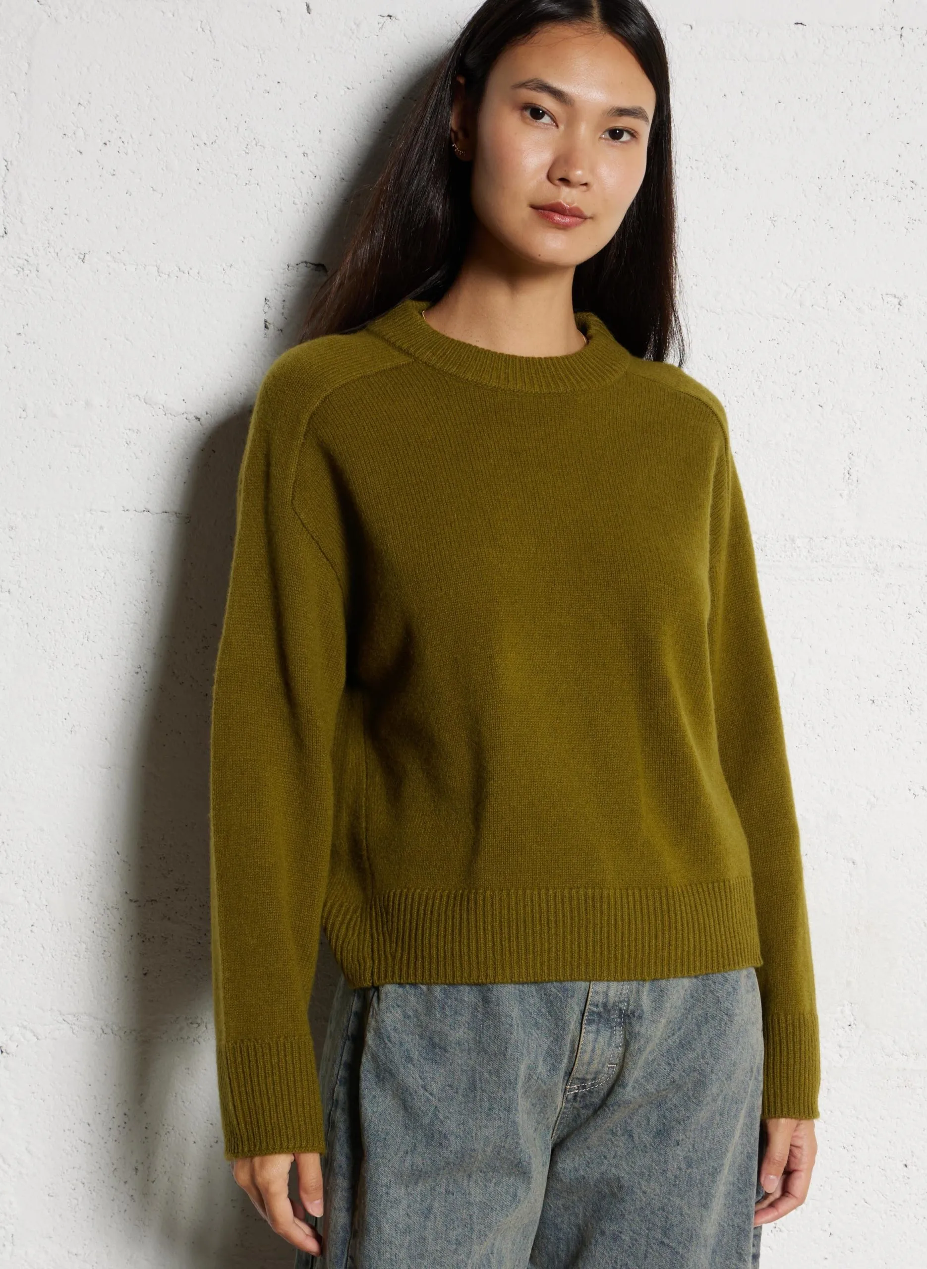 Pull droit en laine Vert PARC