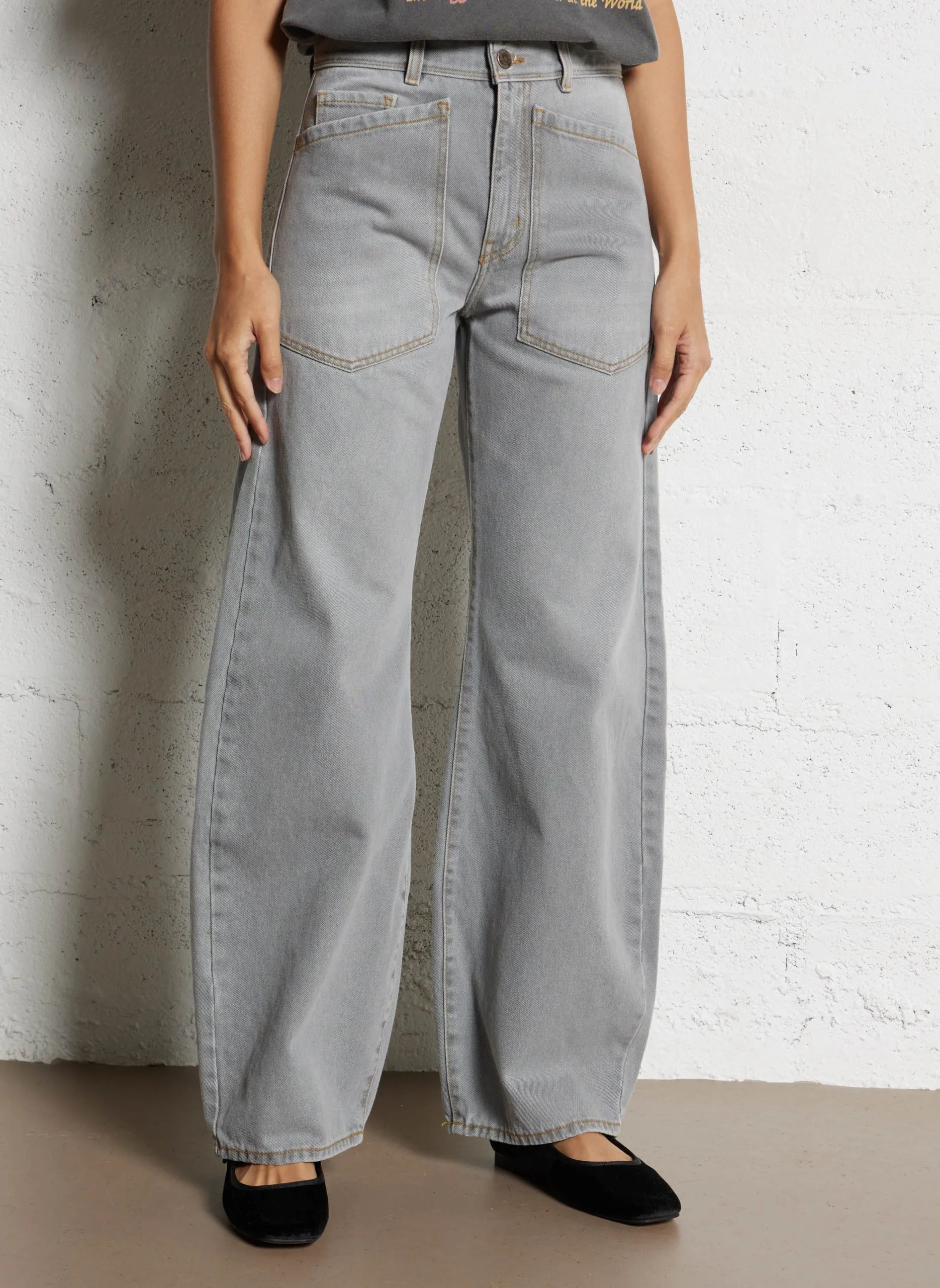 Jean large en coton Gris KENDRA