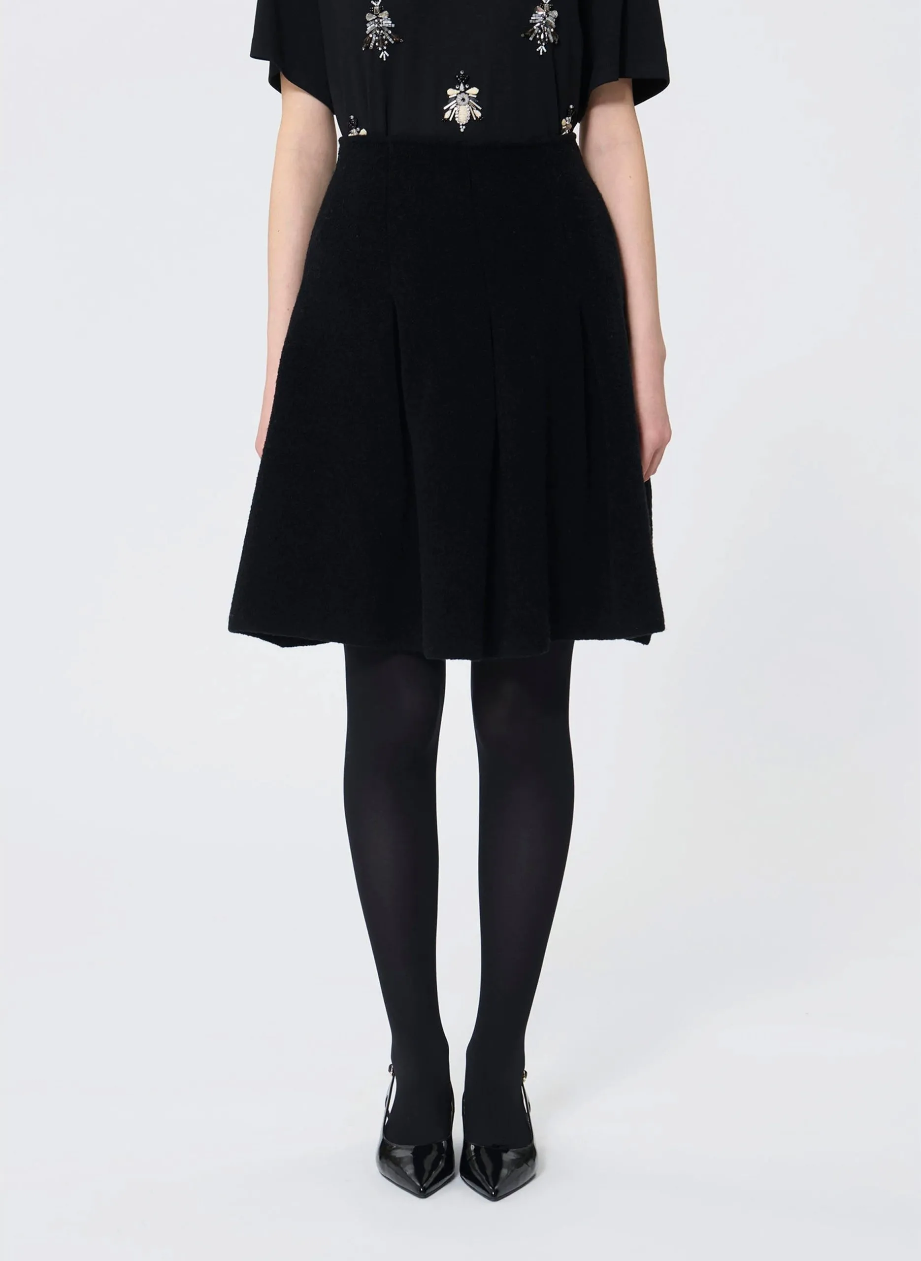 Jupe courte en laine mélangée Noir JELLO