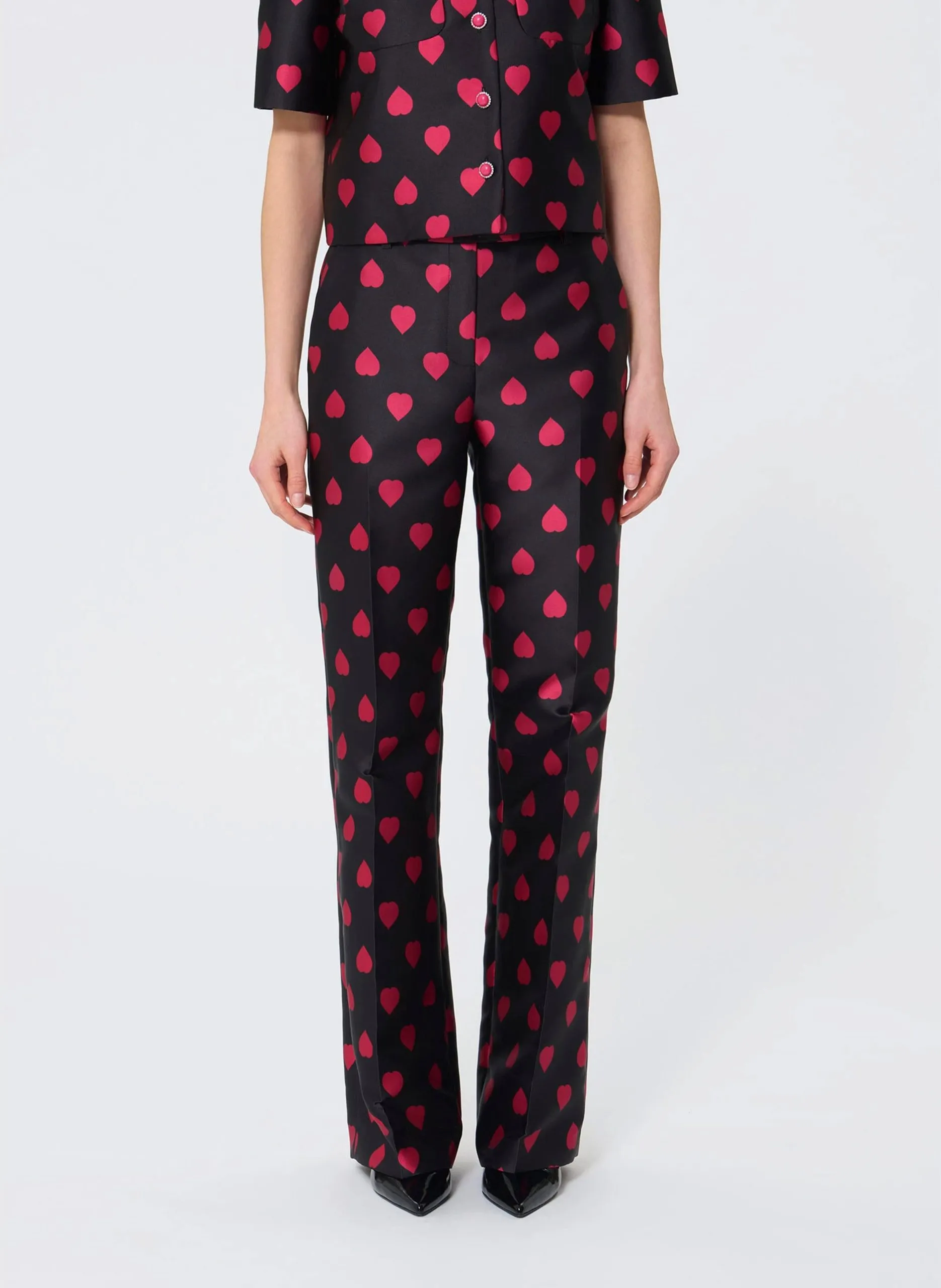 Pantalon droit imprimé coeurs Noir PITT