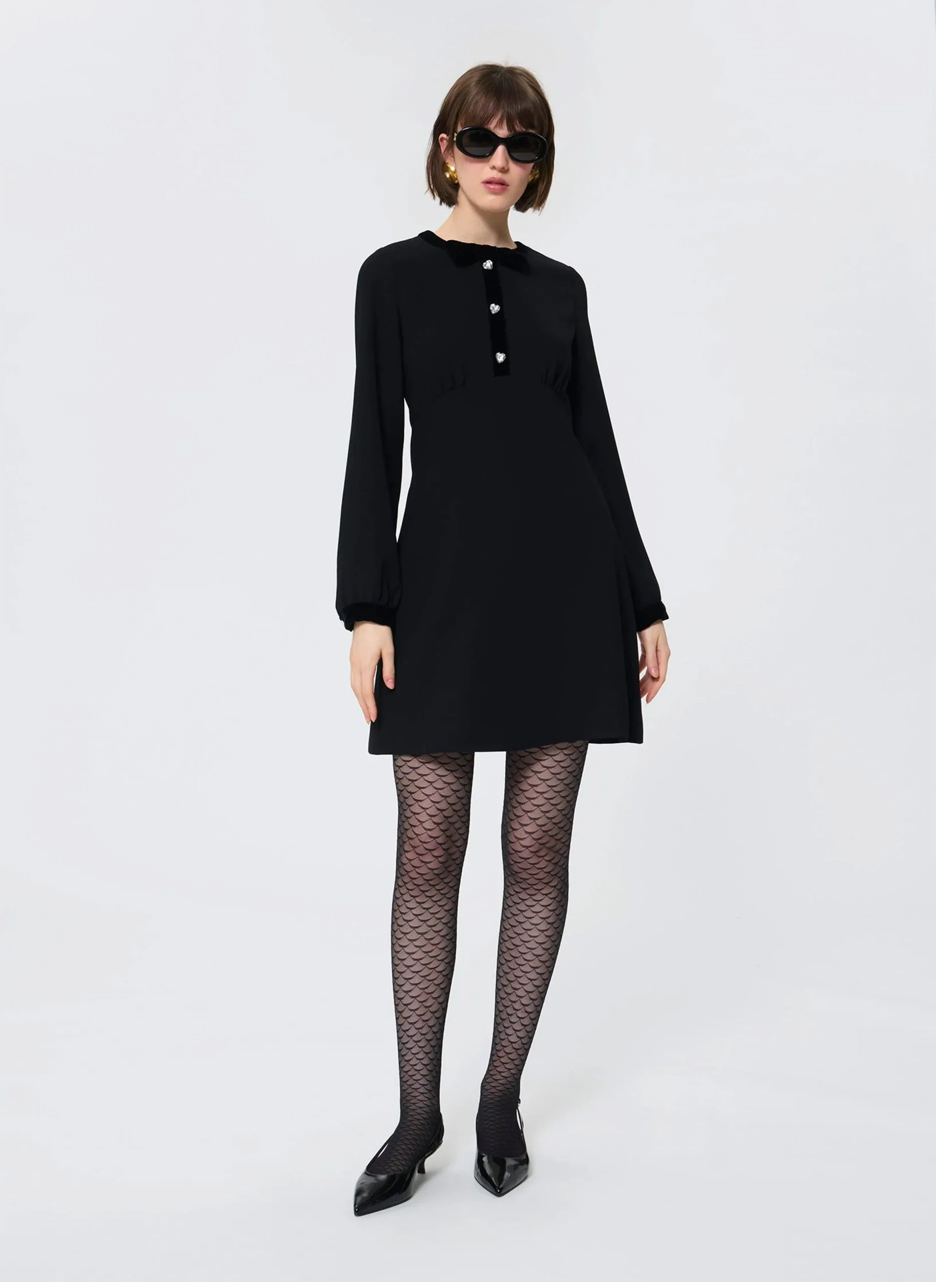 Robe courte col rond Noir ROSEMA