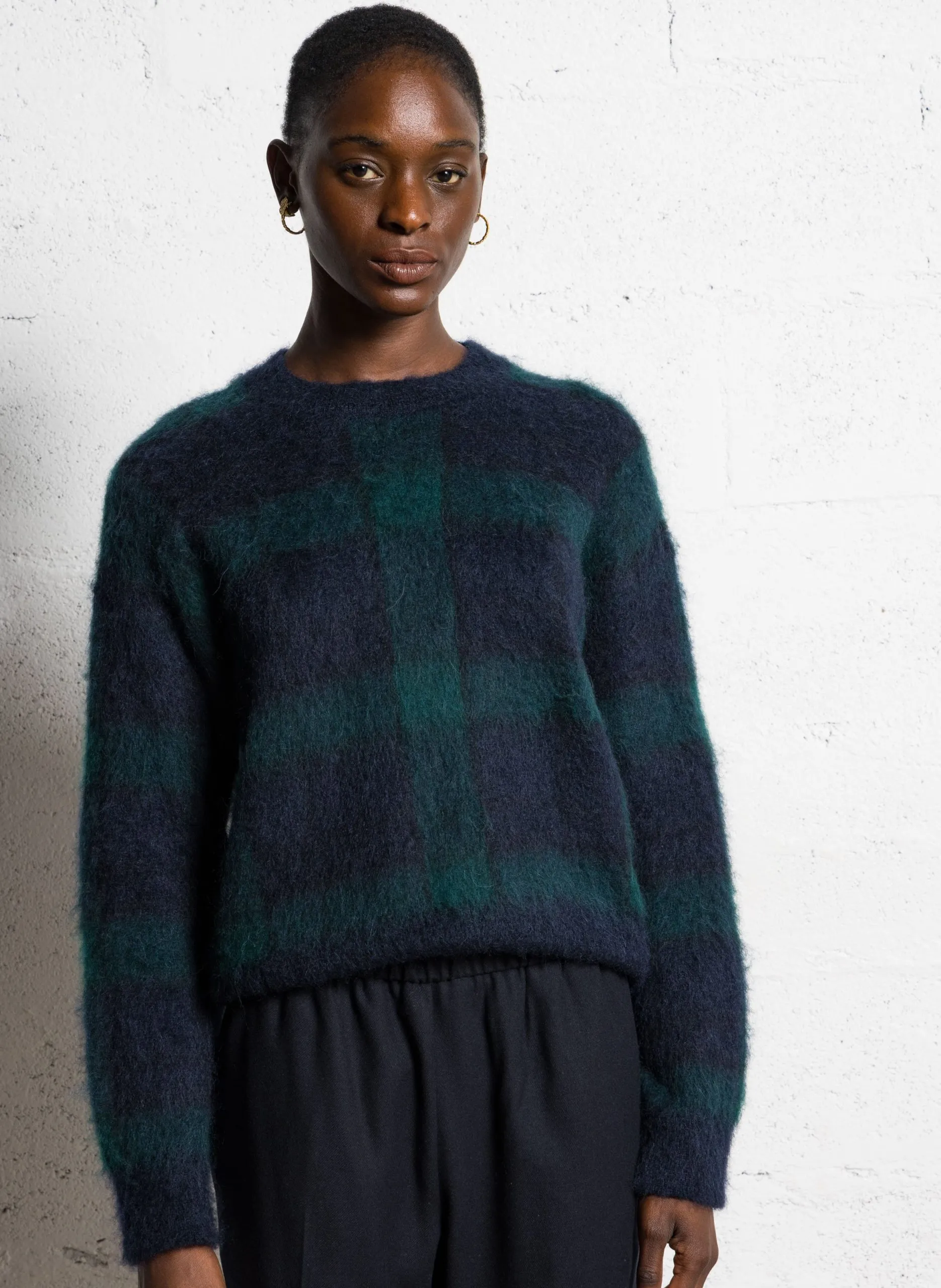 Pull col rond en laine mélangée Multicolore