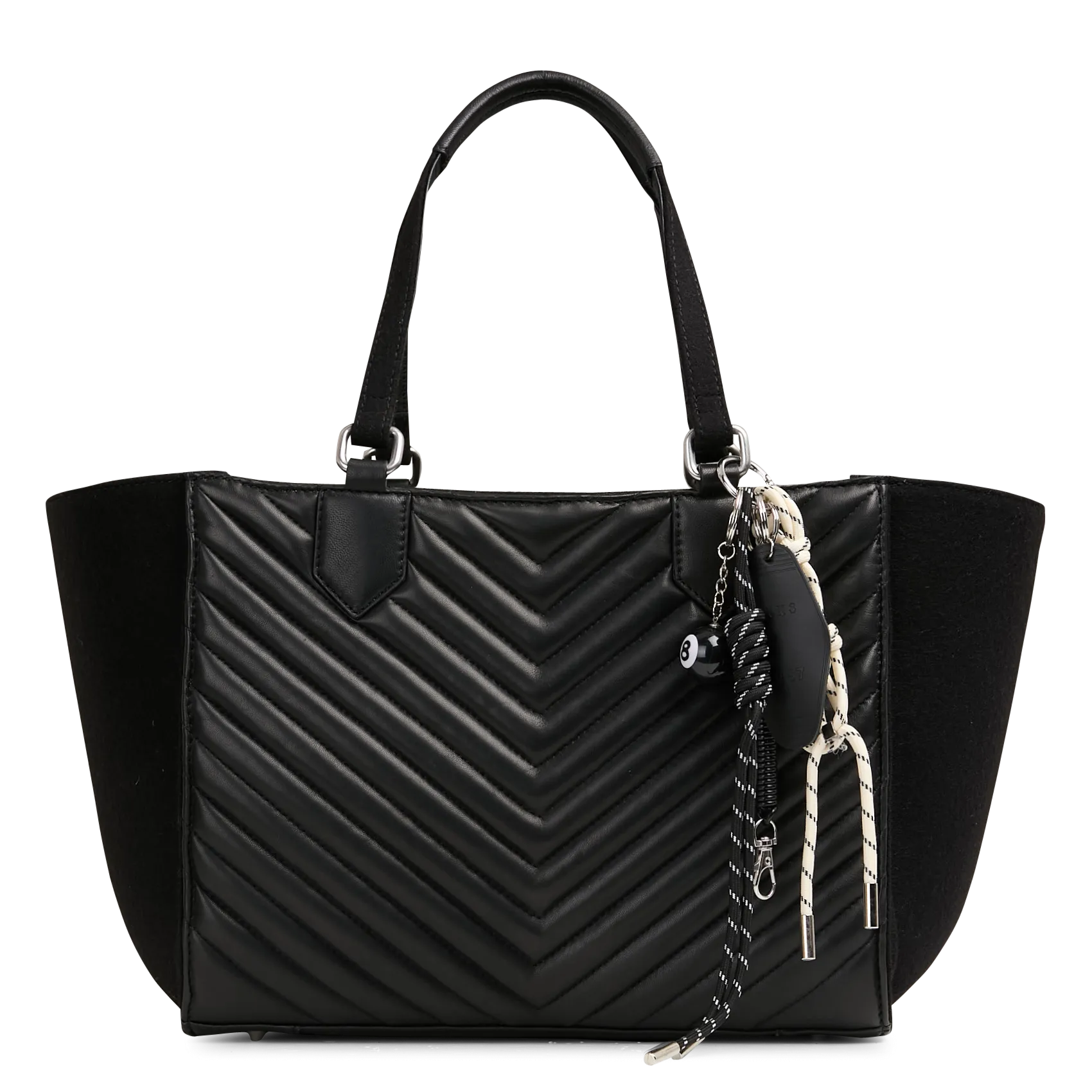 Cabas matelassage chevrons mix Noir 1440 L