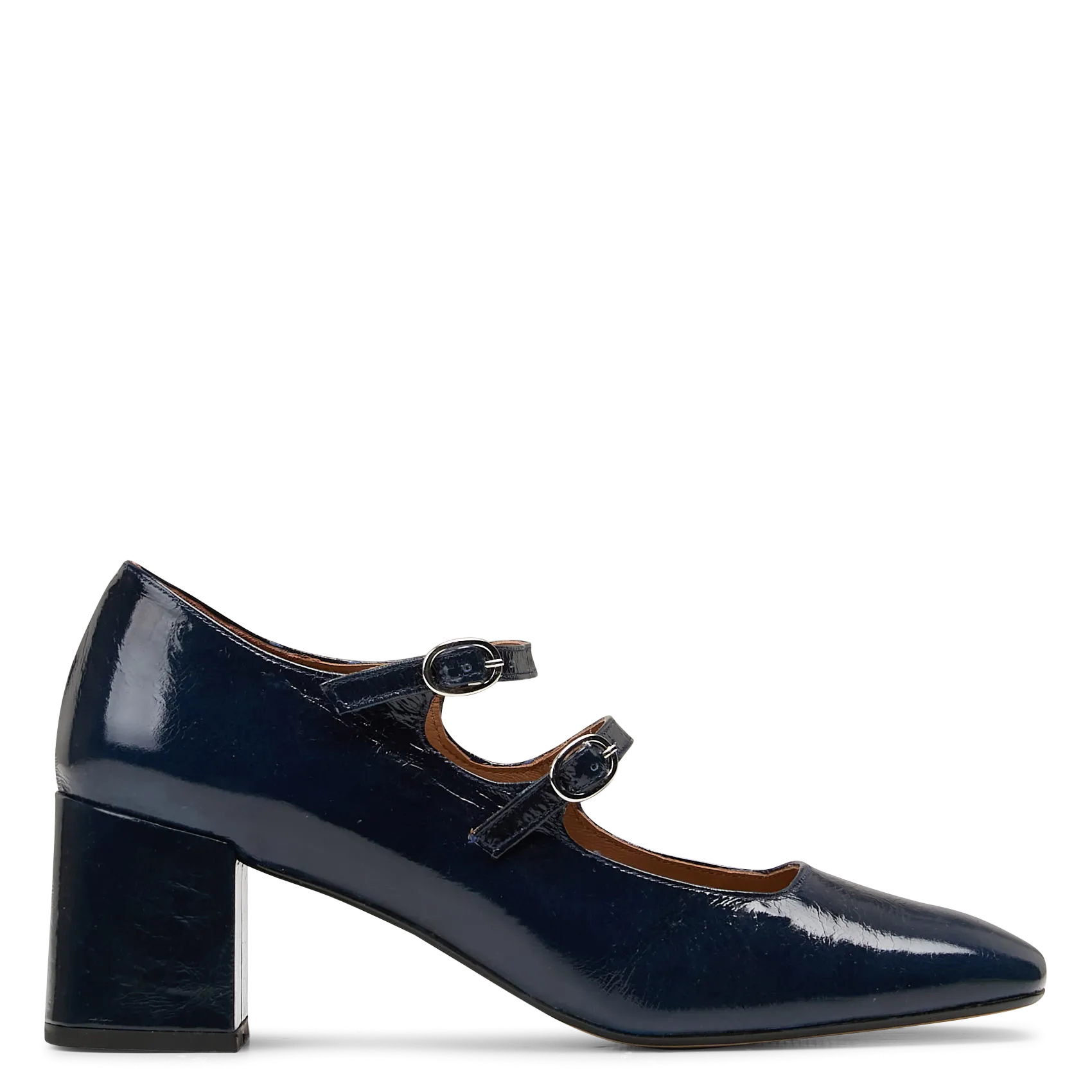 Babies à talons en cuir verni Bleu IRVING